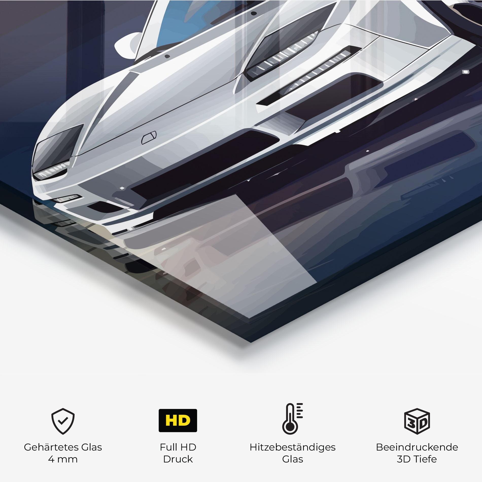 Küchenrückwand Glas Cool White Car mockup 2