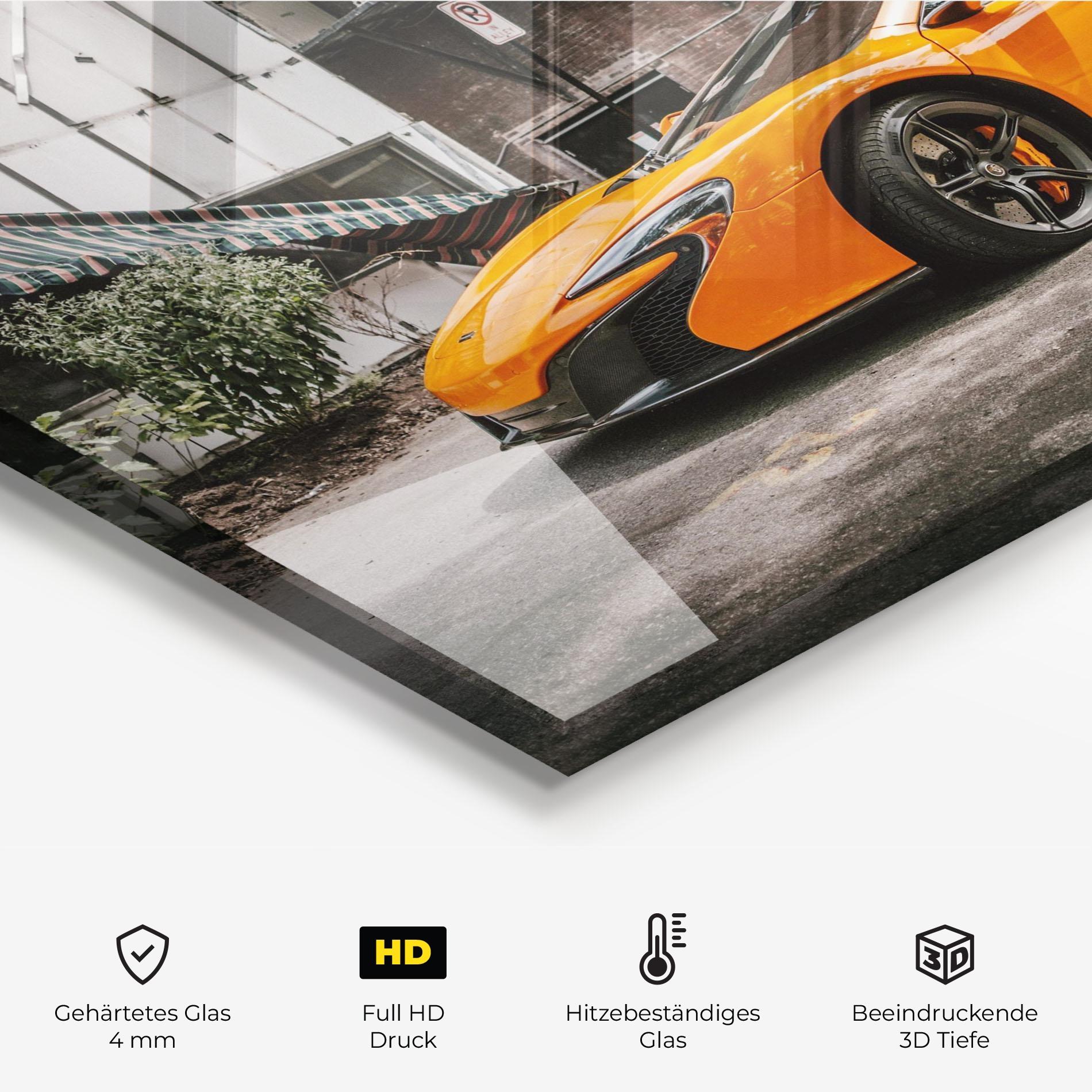 Küchenrückwand Glas Orange Mclaren Photo mockup 2