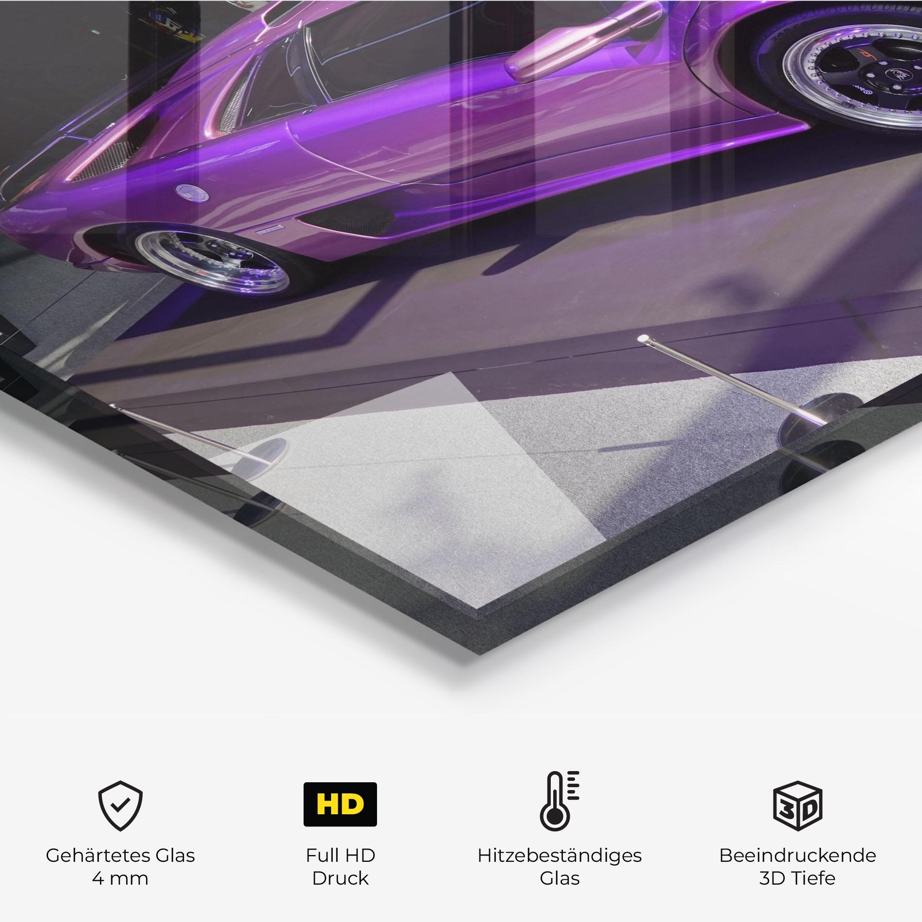 Küchenrückwand Glas Purple Lambo mockup 2