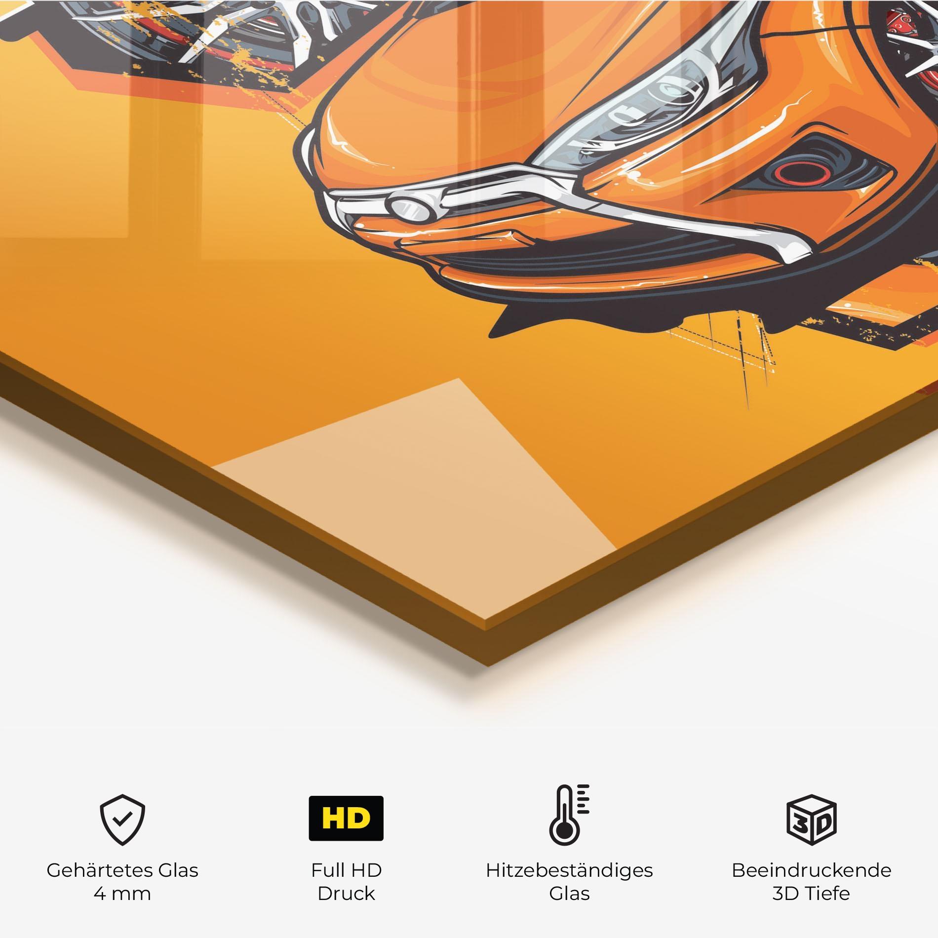 Küchenrückwand Glas Racing Orange Car mockup 2