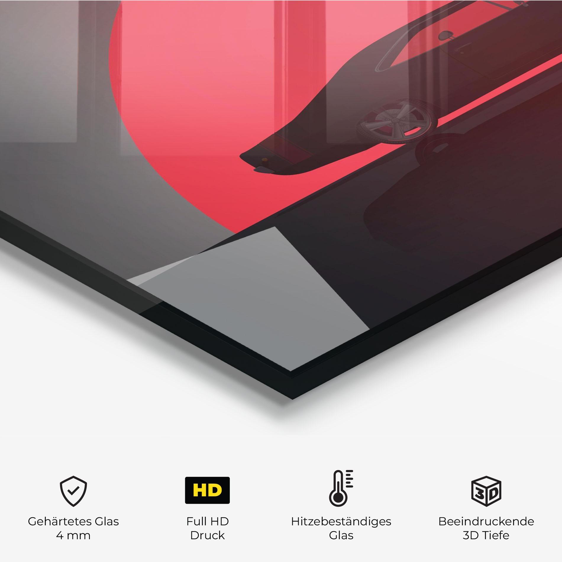 Küchenrückwand Glas Red Sun Car mockup 2