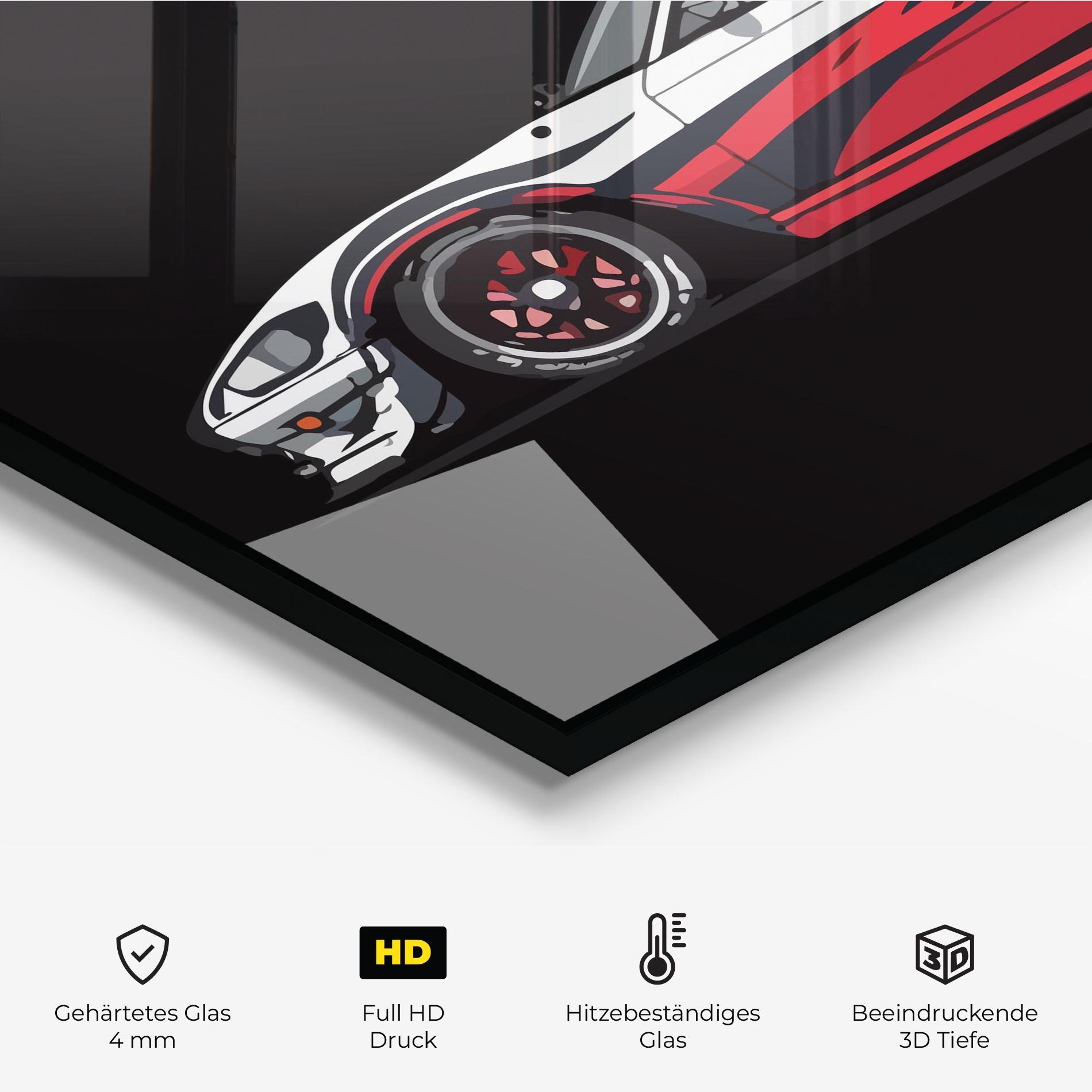 Küchenrückwand Glas Red White Sport Car mockup 2