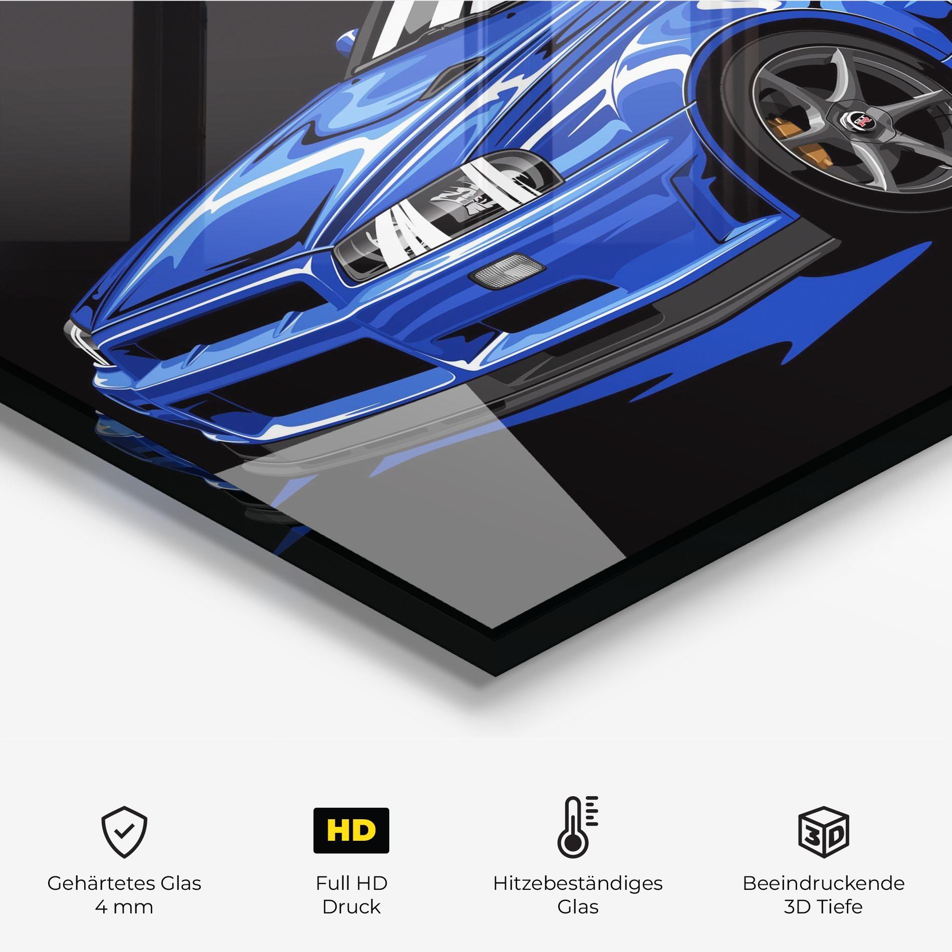 Küchenrückwand Glas Sport Blue Car mockup 2