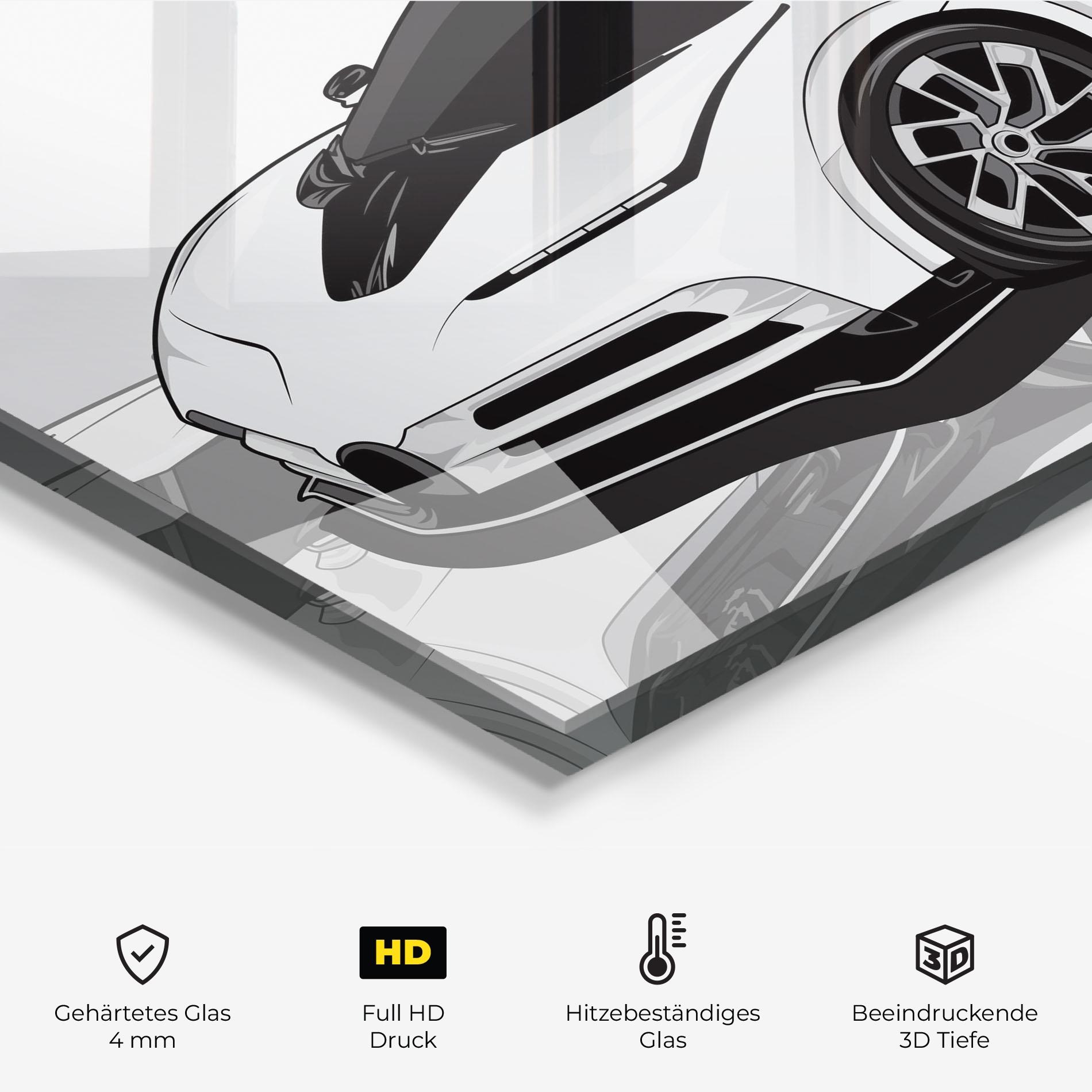 Küchenrückwand Glas Sport White Car mockup 2
