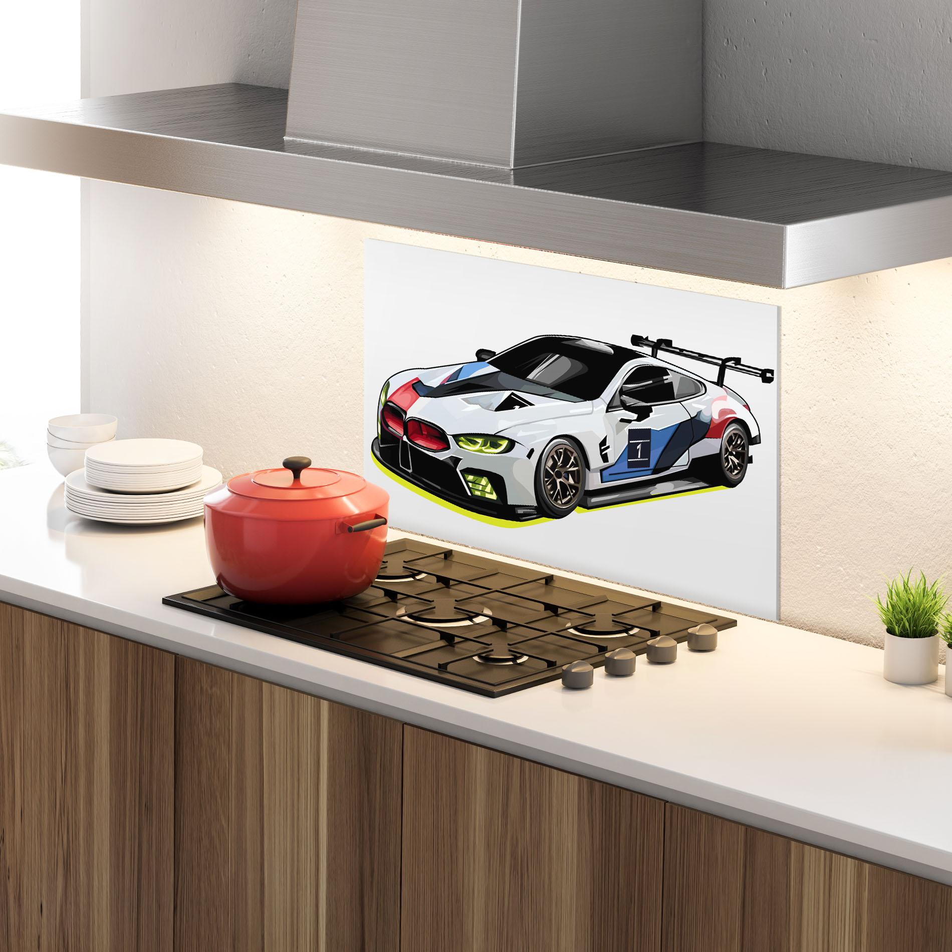 Küchenrückwand Glas Bmw Sport Car mockup 4