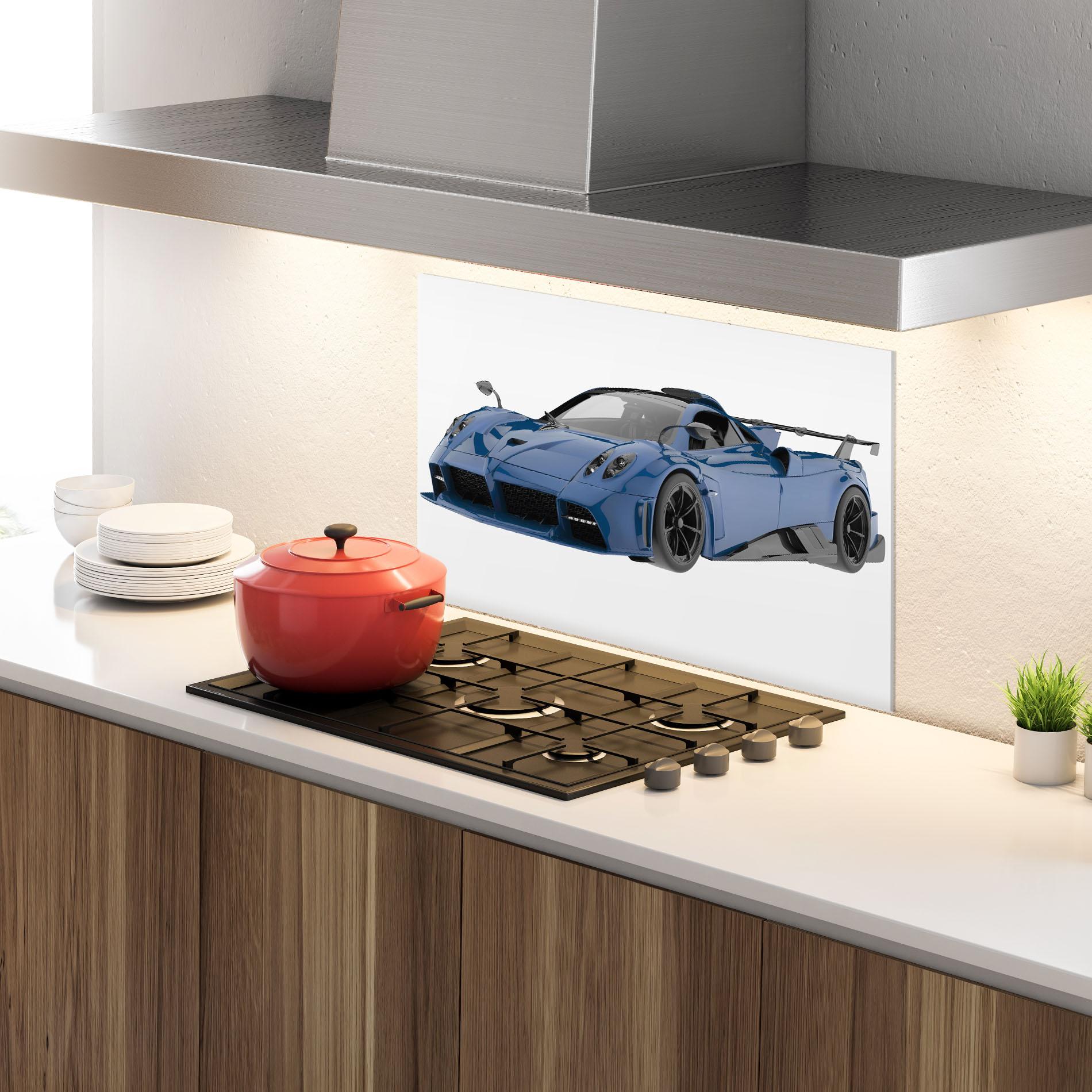 Küchenrückwand Glas Dark Blue Pagani mockup 4