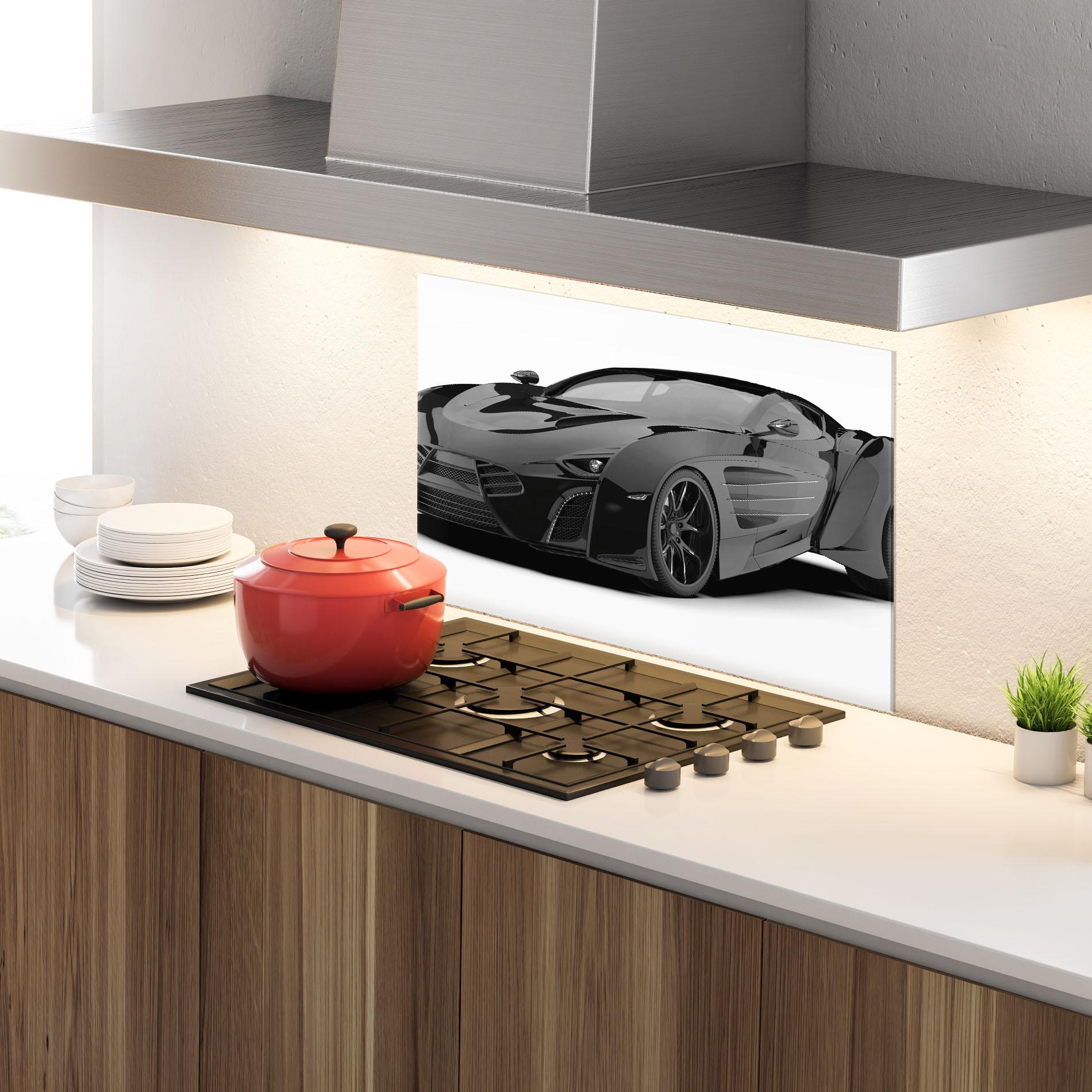 Küchenrückwand Glas Sport Black Car mockup 4