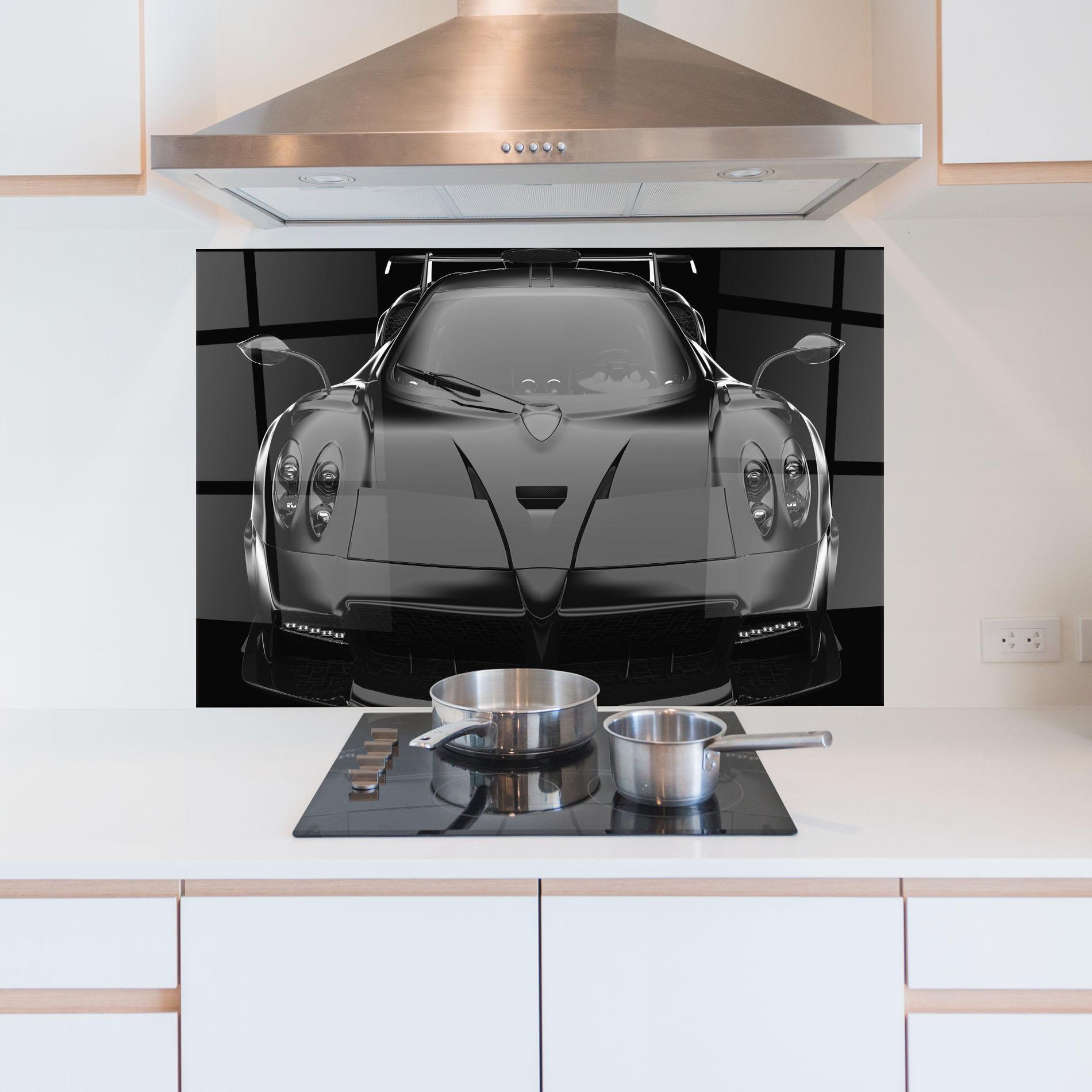 Küchenrückwand Glas Black Matte Pagani mockup 5