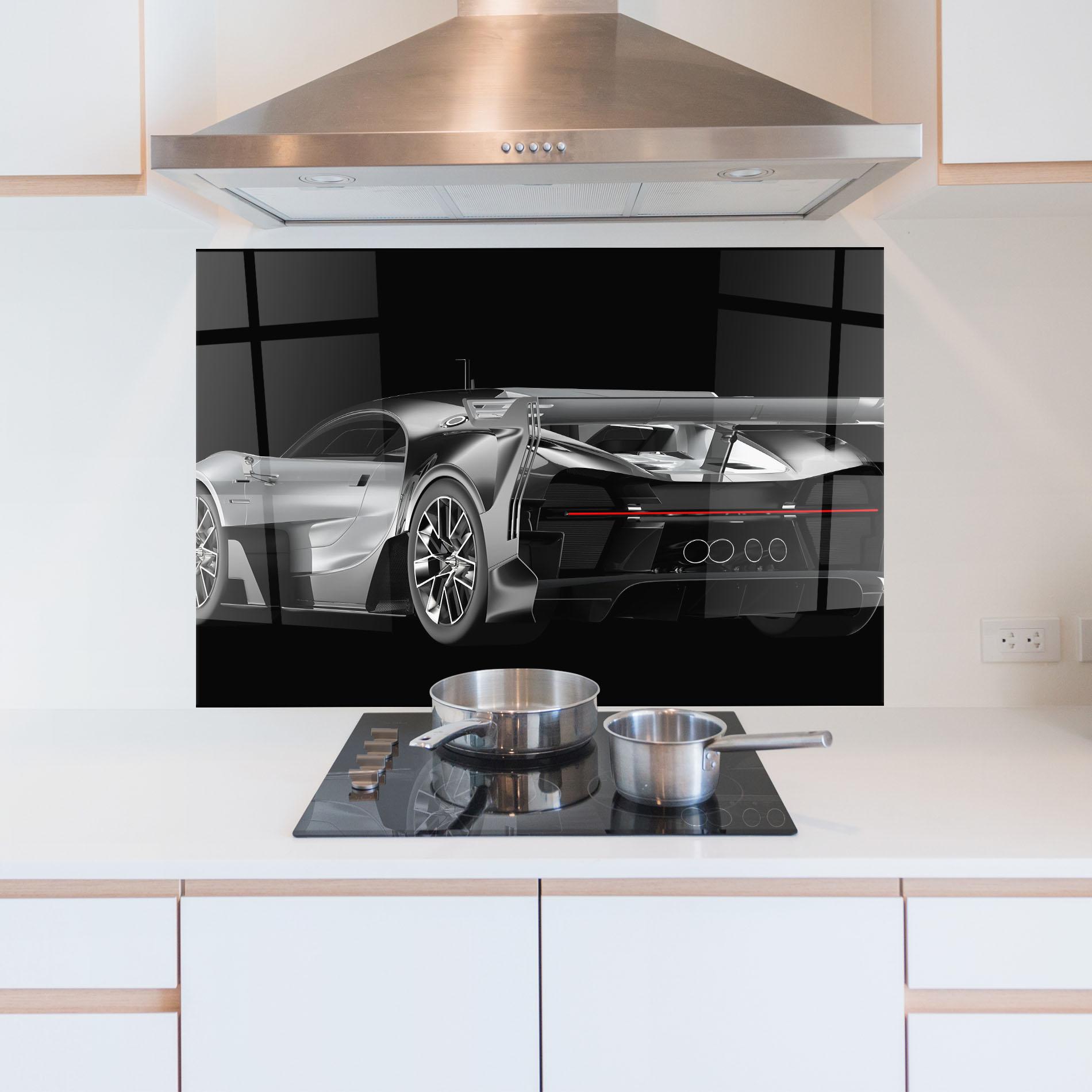 Küchenrückwand Glas Black Rear Hypercar mockup 5