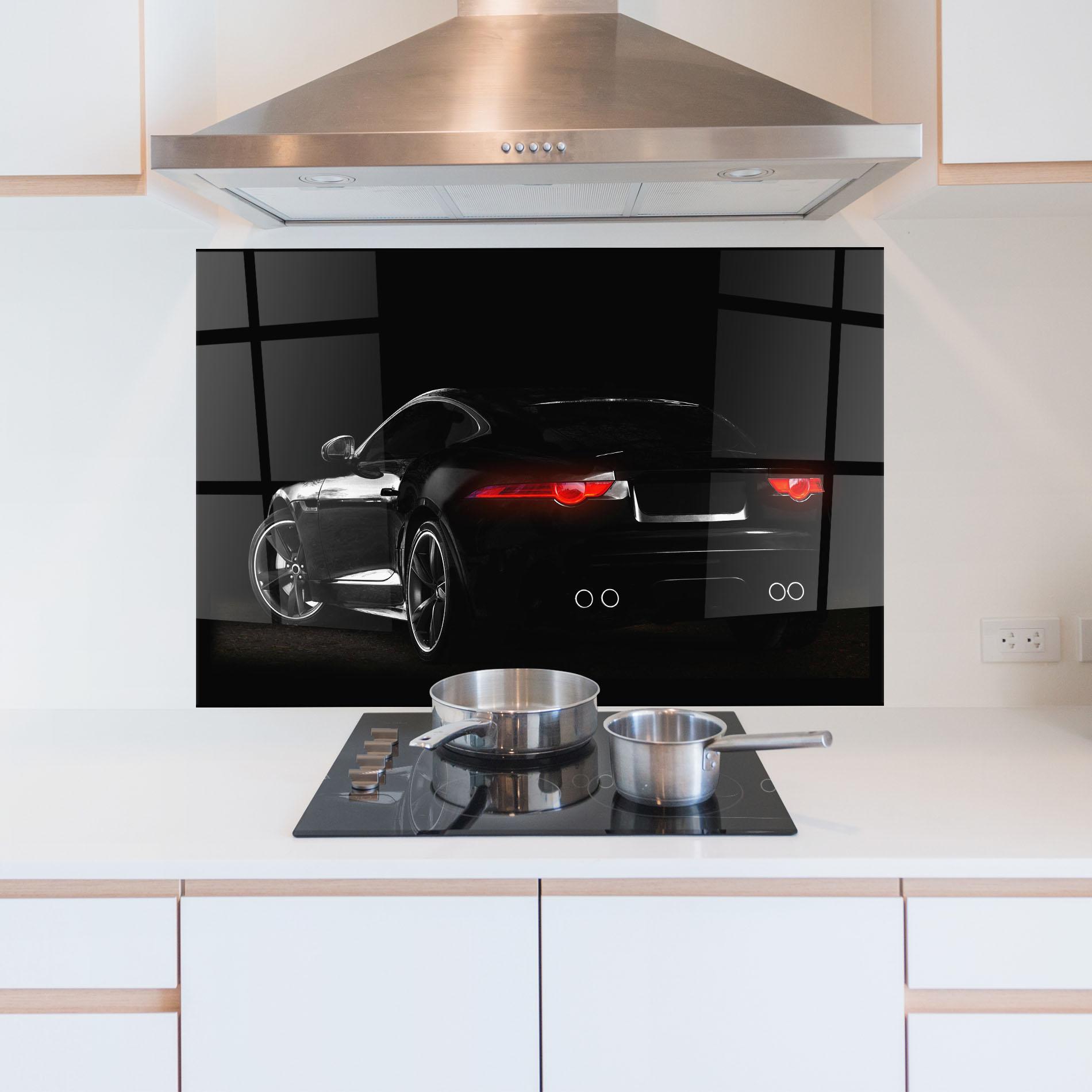 Küchenrückwand Glas Black Silhouette Car mockup 5