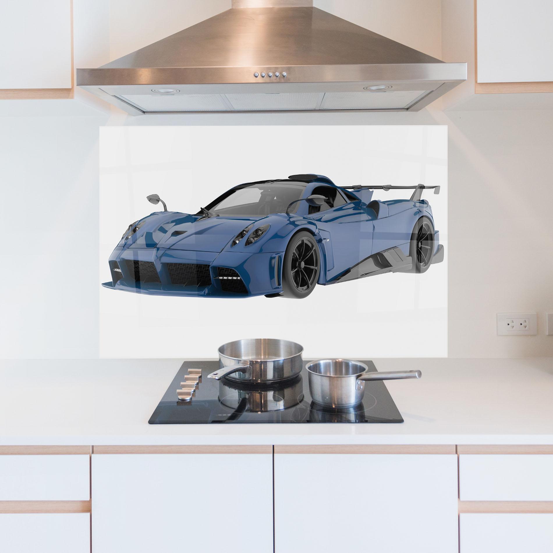 Küchenrückwand Glas Dark Blue Pagani mockup 5