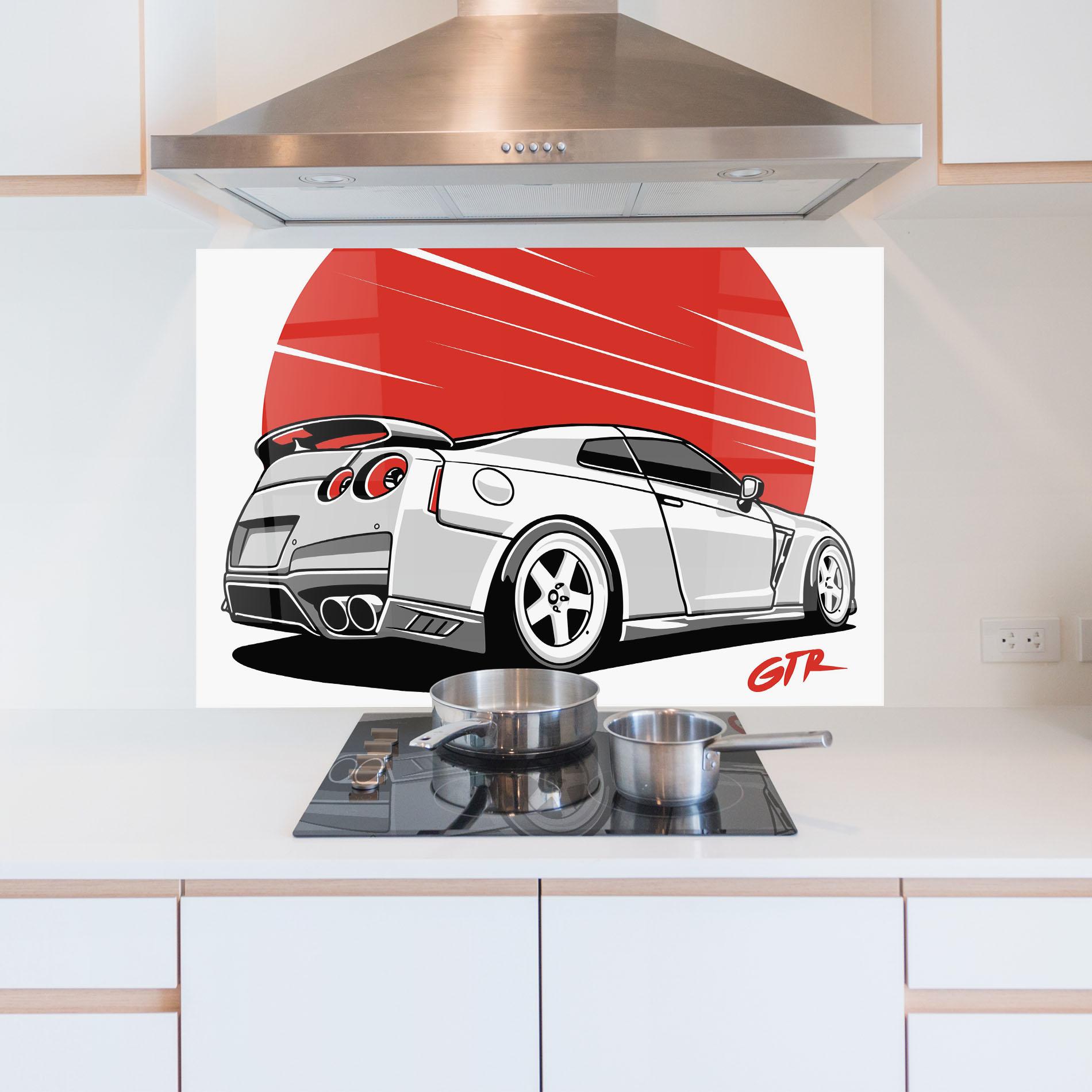 Küchenrückwand Glas Grey Gtr Car mockup 5