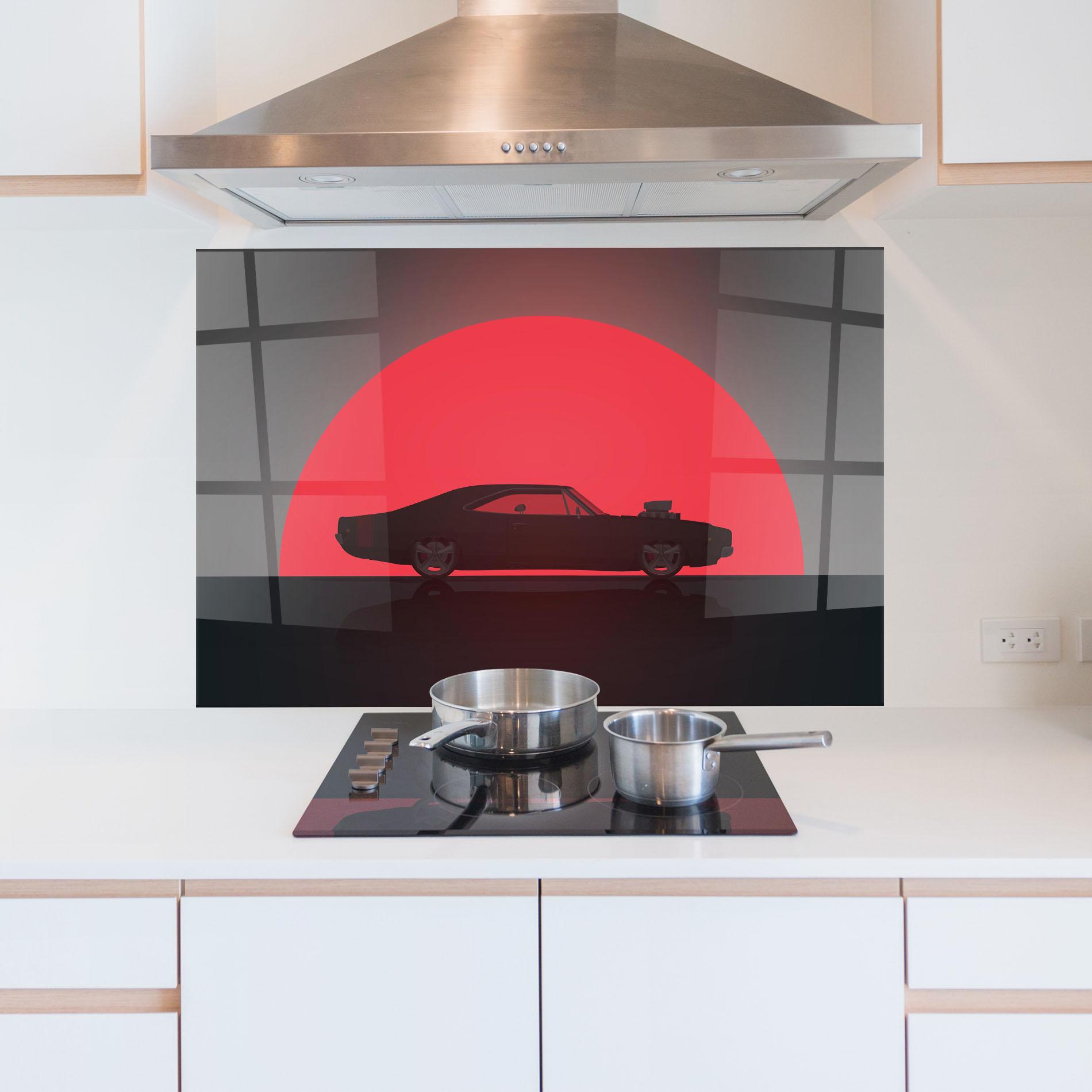 Küchenrückwand Glas Red Sun Car mockup 5