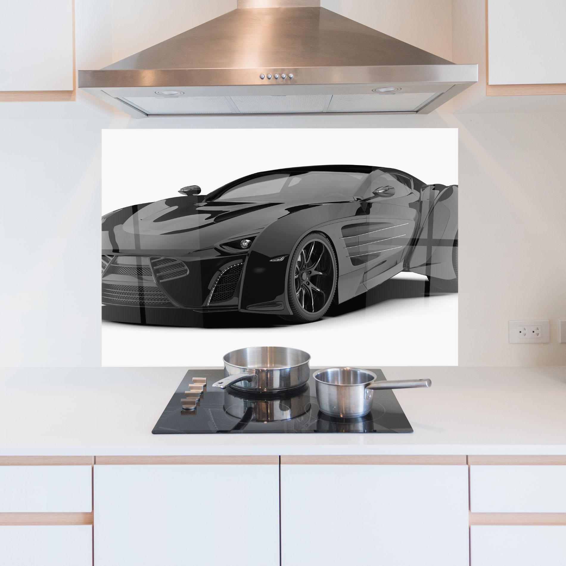 Küchenrückwand Glas Sport Black Car mockup 5