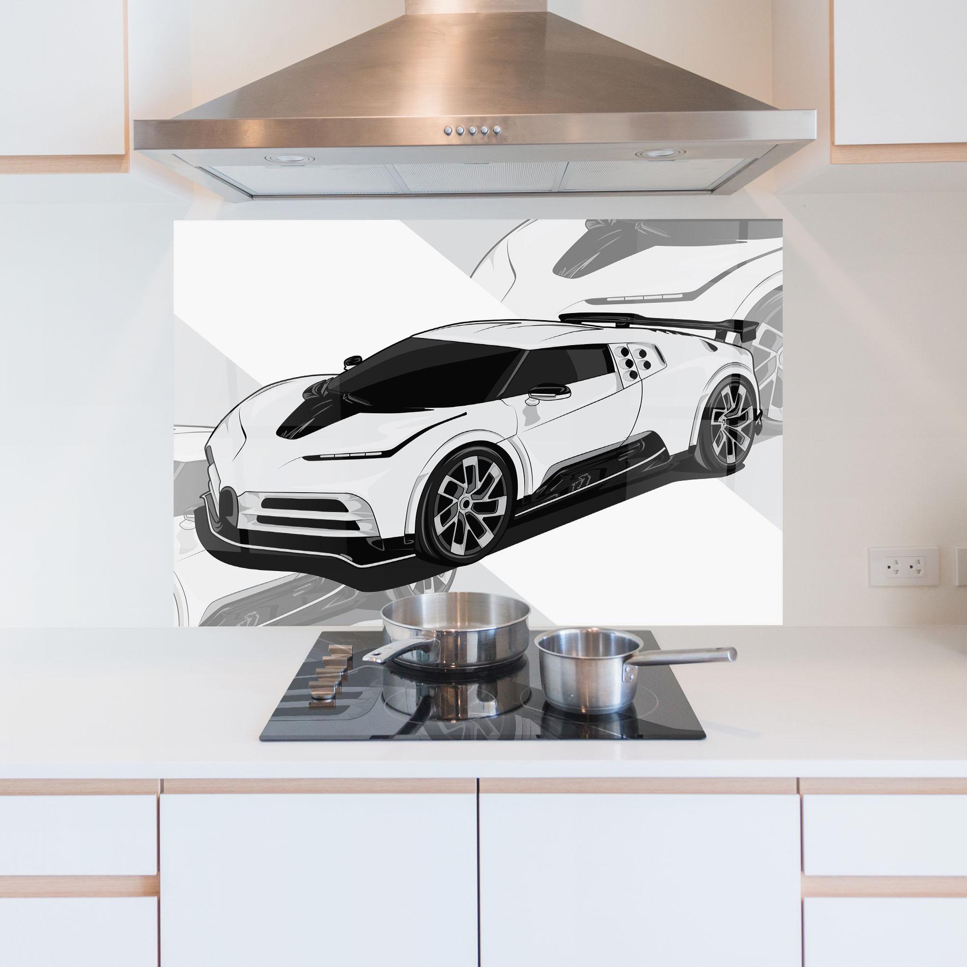 Küchenrückwand Glas Sport White Car mockup 5
