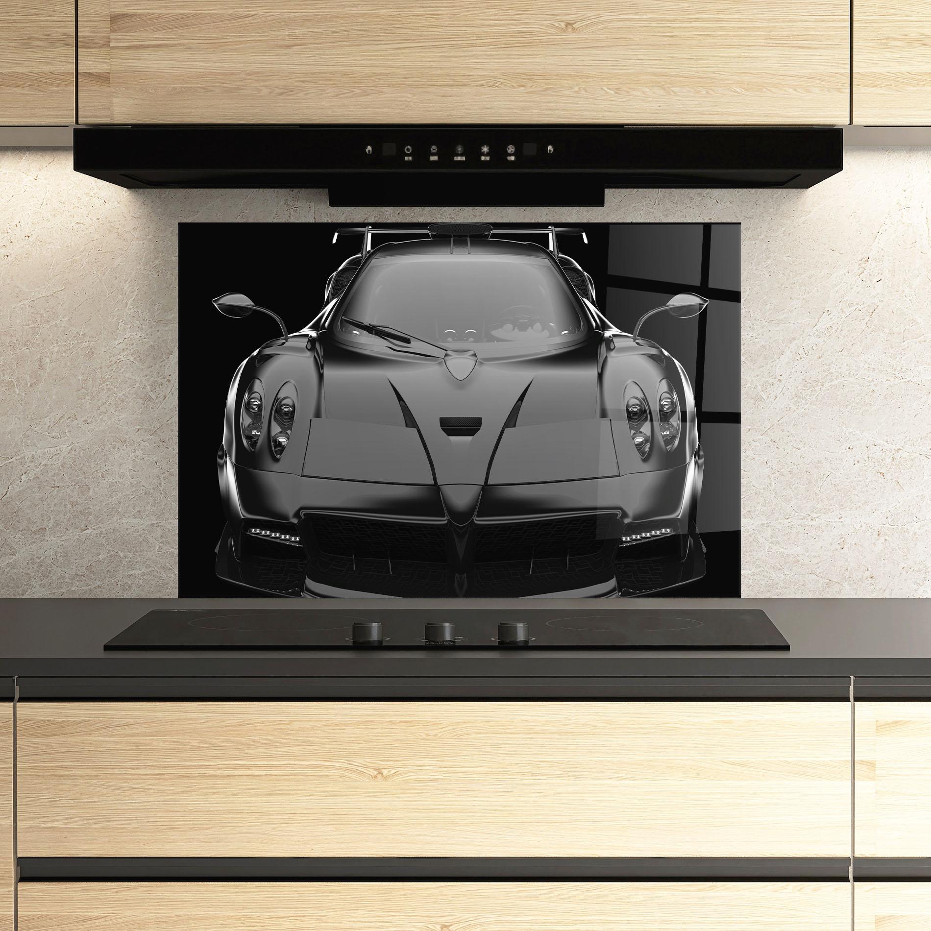 Küchenrückwand Glas Black Matte Pagani mockup 3