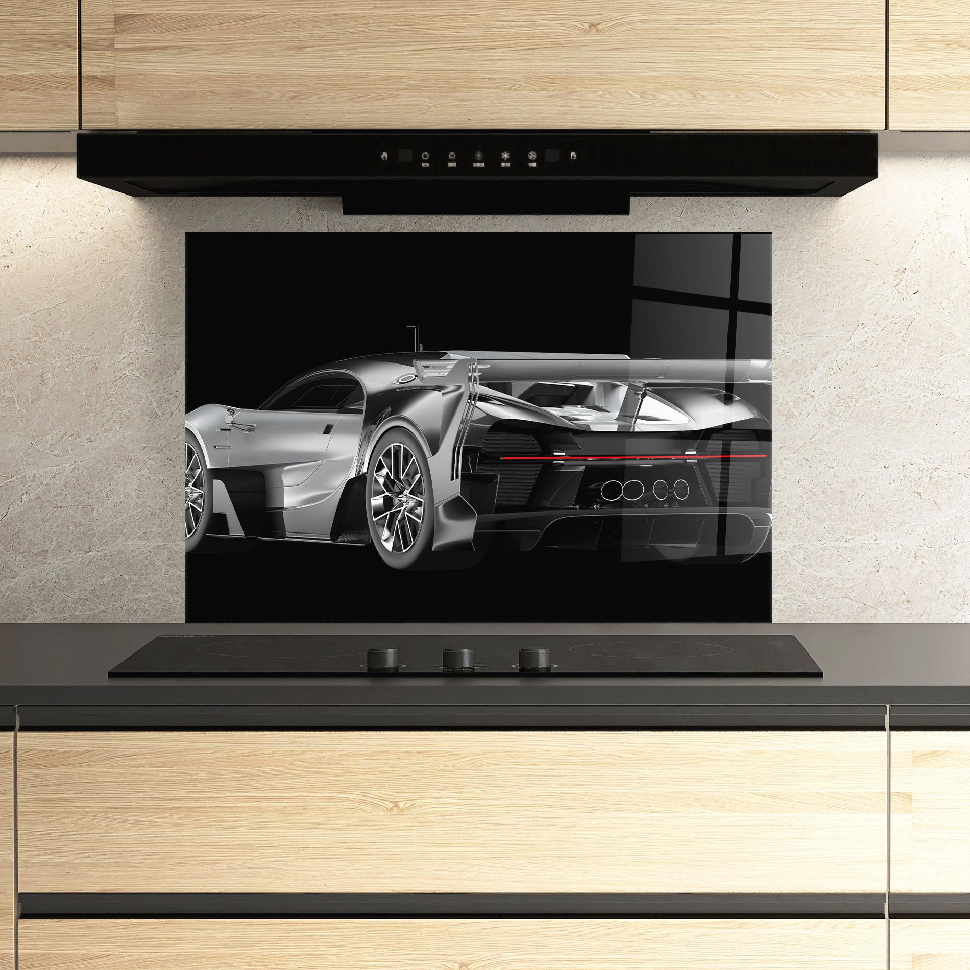 Küchenrückwand Glas Black Rear Hypercar mockup 3
