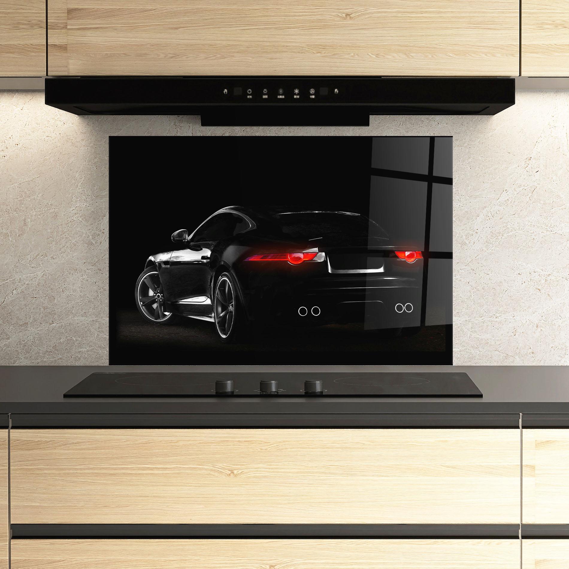 Küchenrückwand Glas Black Silhouette Car mockup 3
