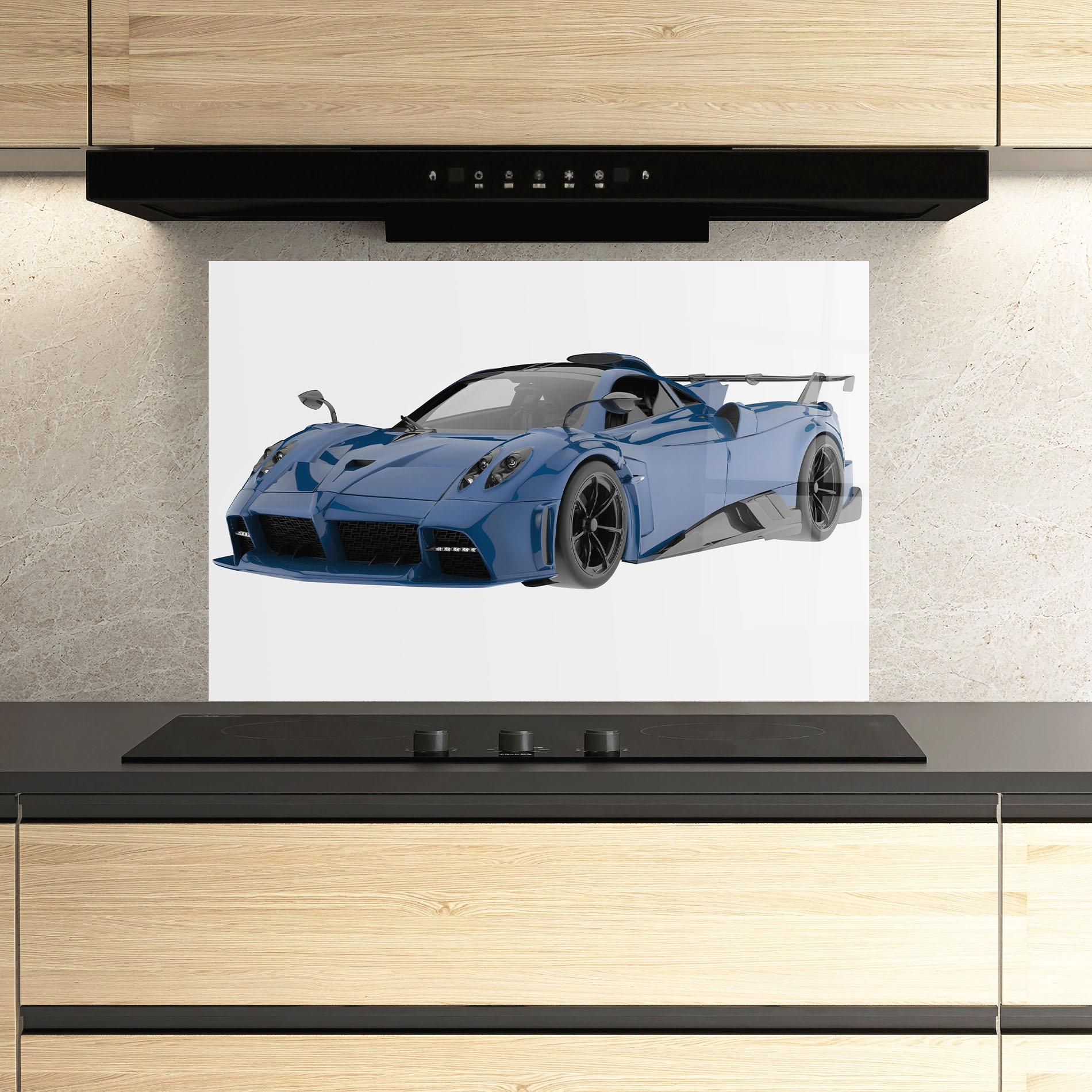 Küchenrückwand Glas Dark Blue Pagani mockup 3