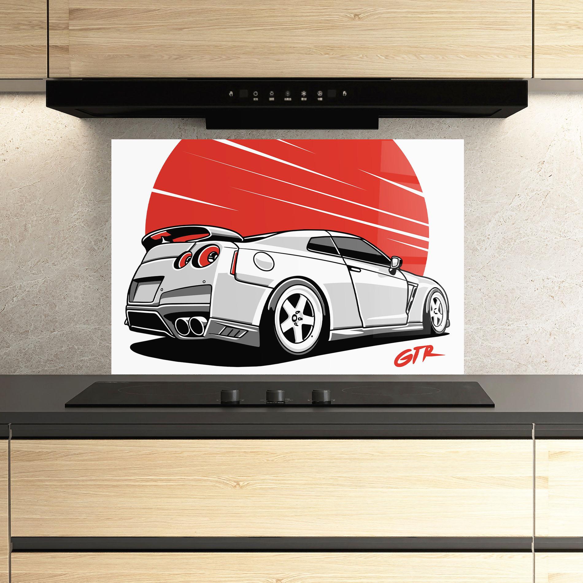 Küchenrückwand Glas Grey Gtr Car mockup 3