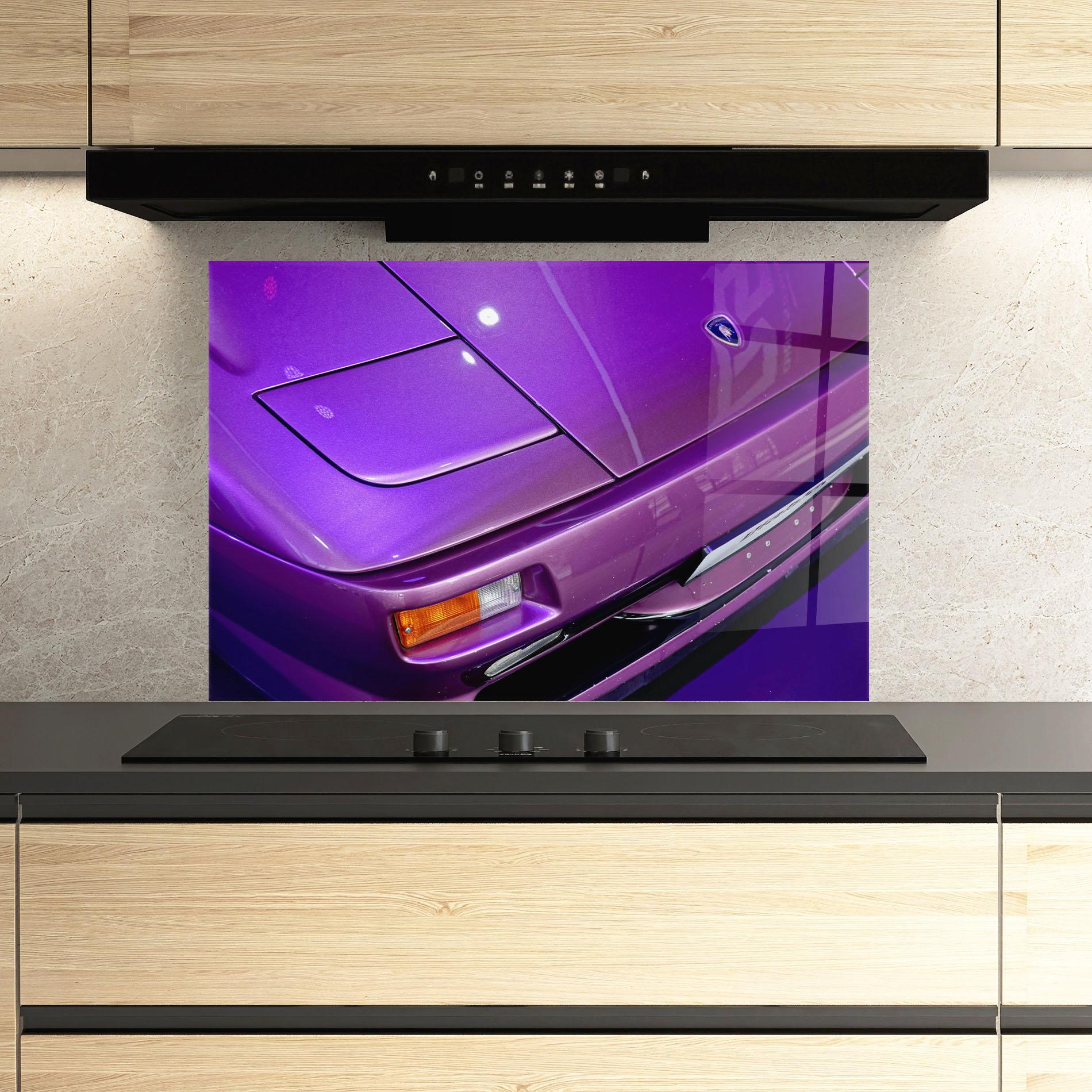 Küchenrückwand Glas Purple Lambo Headlight mockup 3