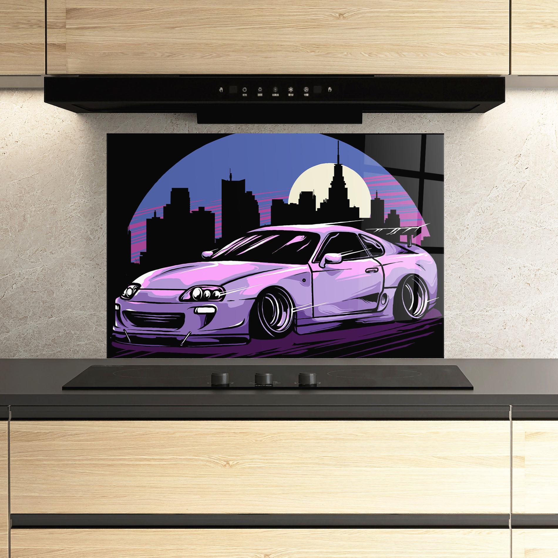 Küchenrückwand Glas Purple Supra mockup 3