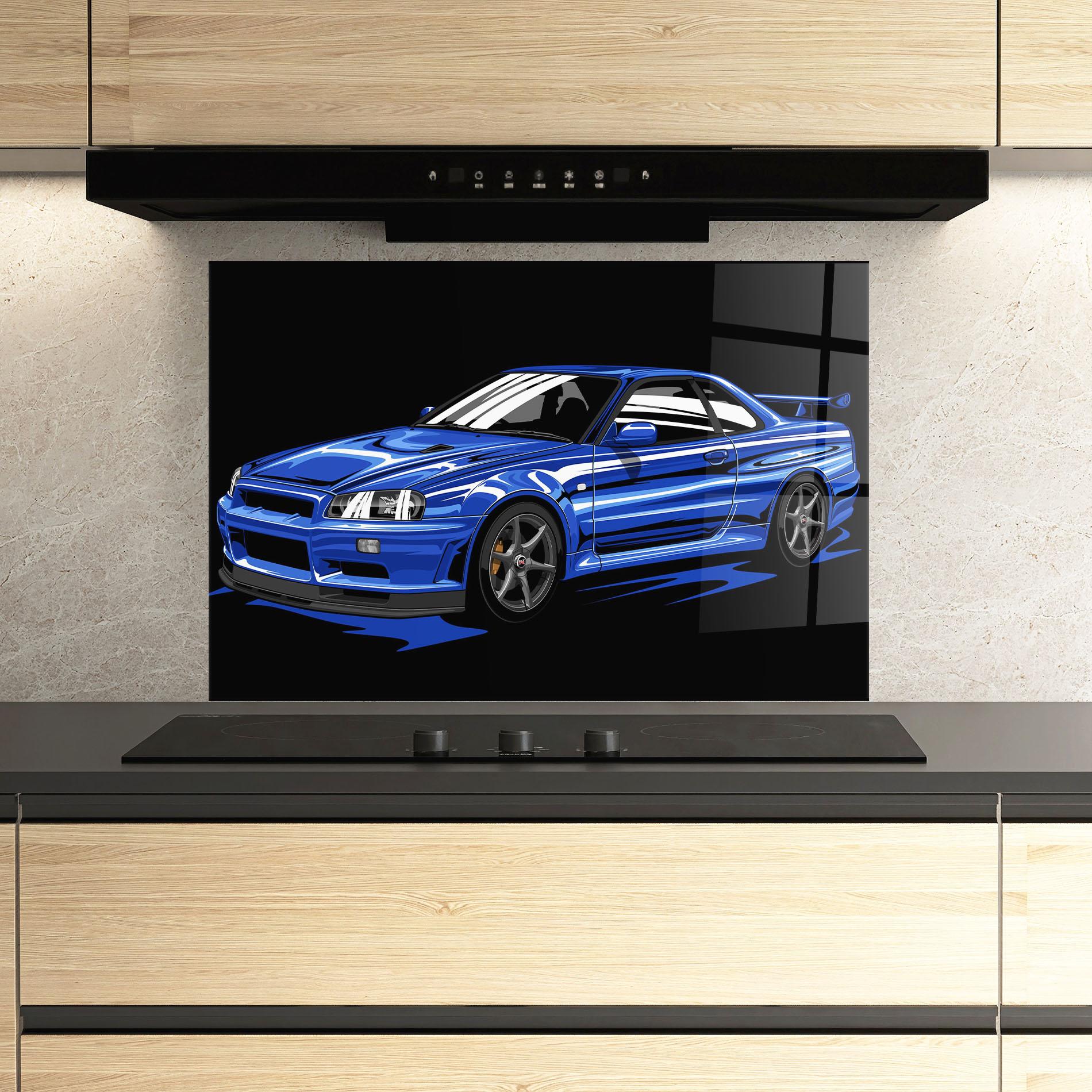 Küchenrückwand Glas Sport Blue Car mockup 3