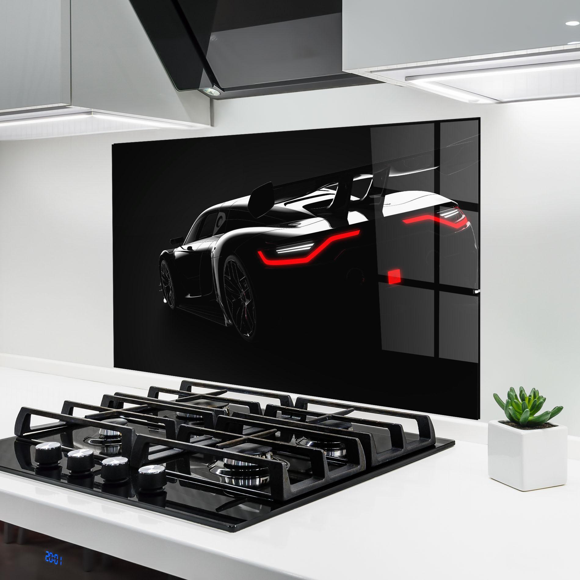 Küchenrückwand Glas Black Hypercar Car mockup 6