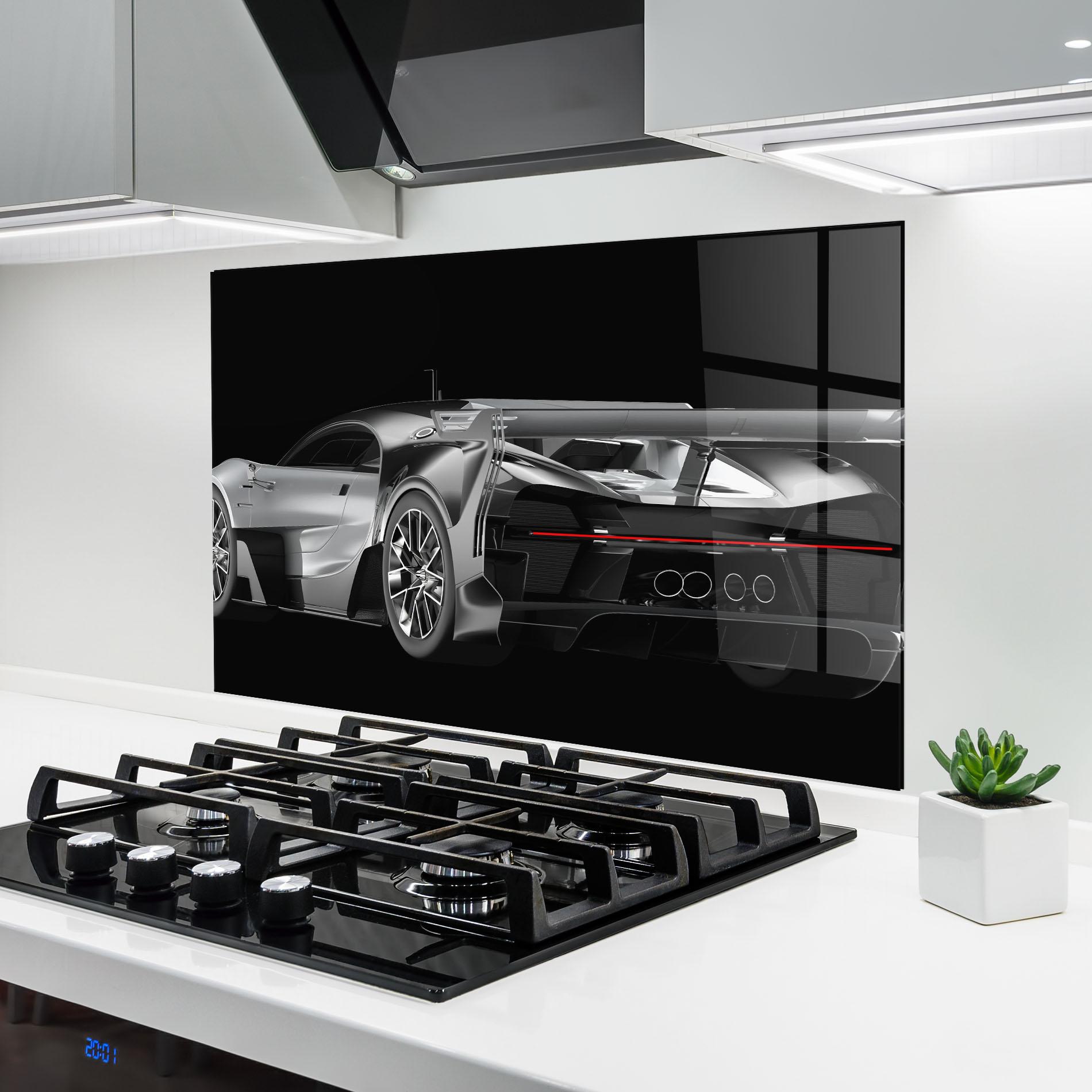 Küchenrückwand Glas Black Rear Hypercar mockup 6