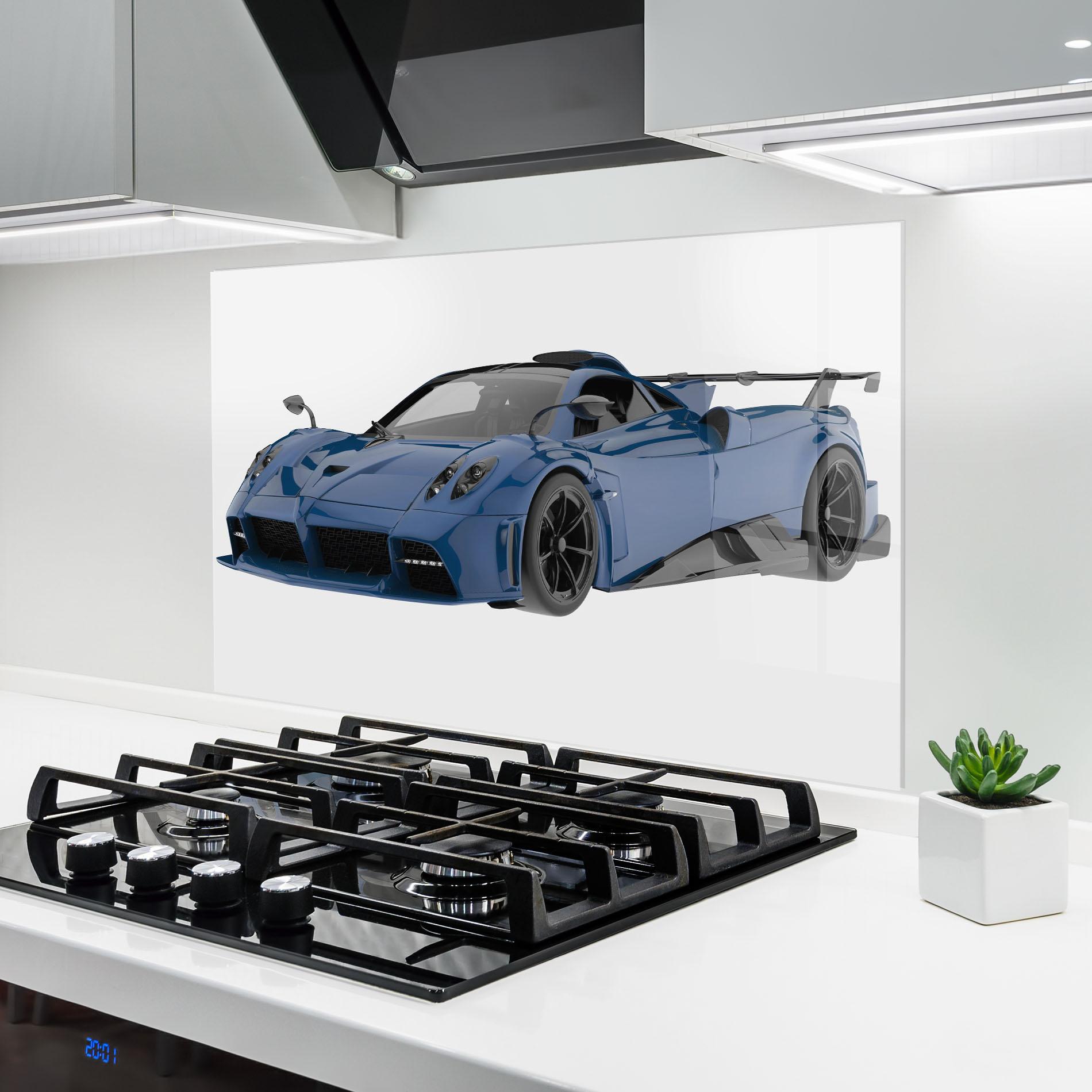 Küchenrückwand Glas Dark Blue Pagani mockup 6