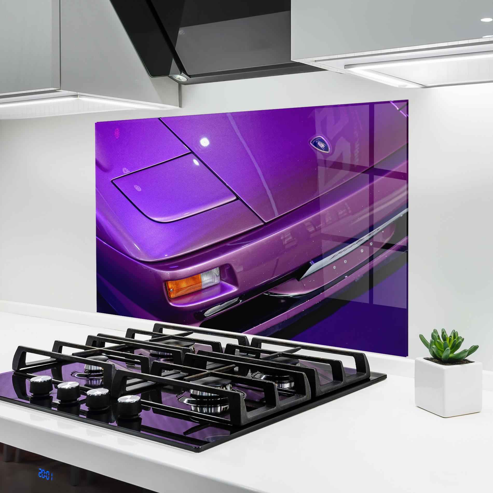 Küchenrückwand Glas Purple Lambo Headlight mockup 6