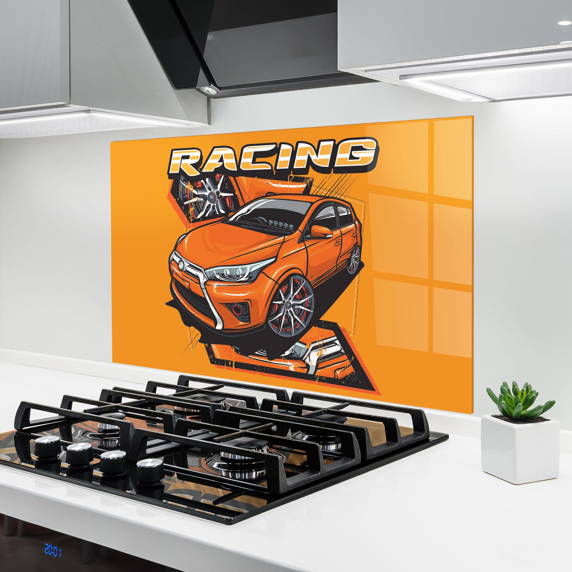 Küchenrückwand Glas Racing Orange Car mockup 6