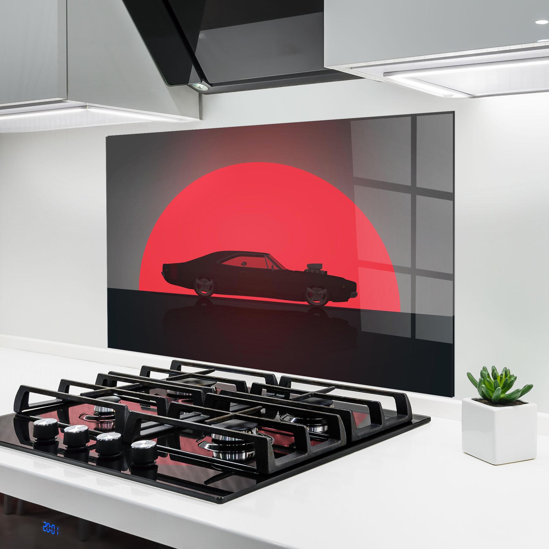Küchenrückwand Glas Red Sun Car mockup 6