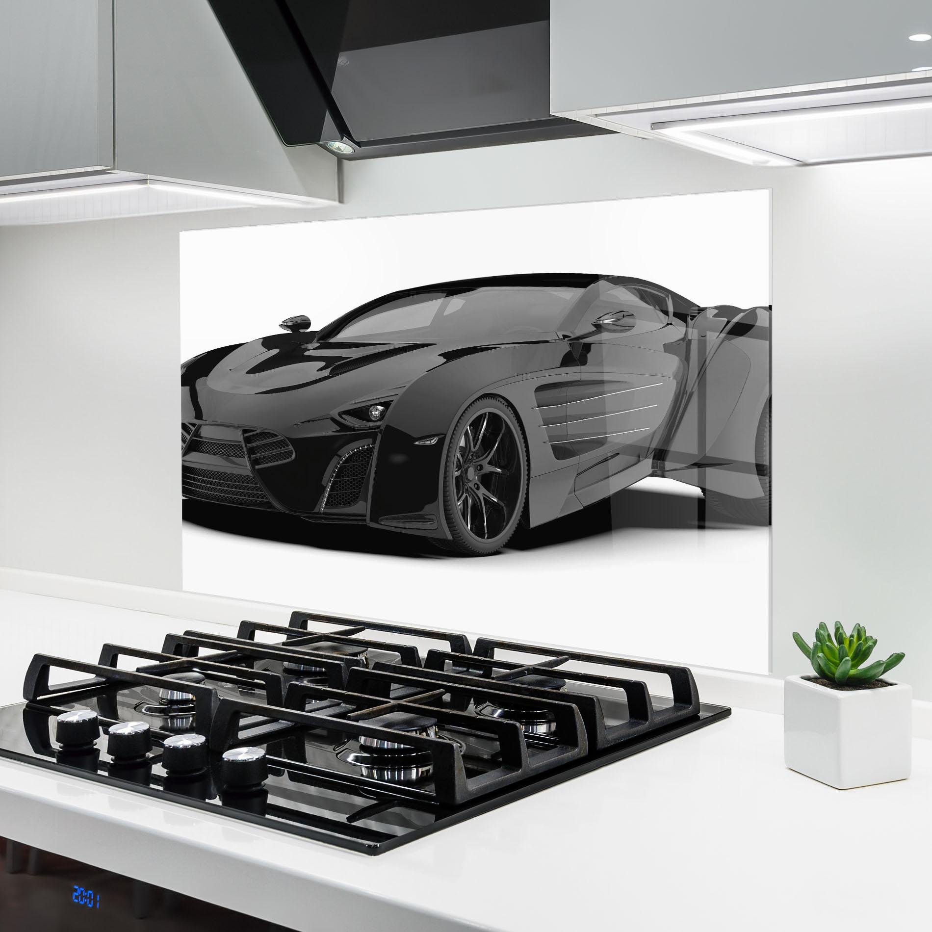 Küchenrückwand Glas Sport Black Car mockup 6
