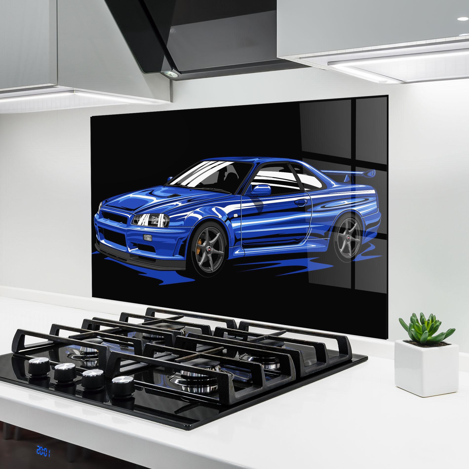 Küchenrückwand Glas Sport Blue Car mockup 6