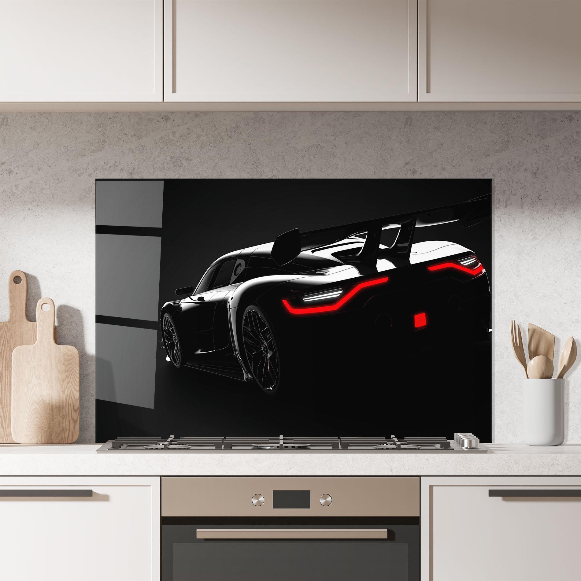 Küchenrückwand Glas Black Hypercar Car mockup 7