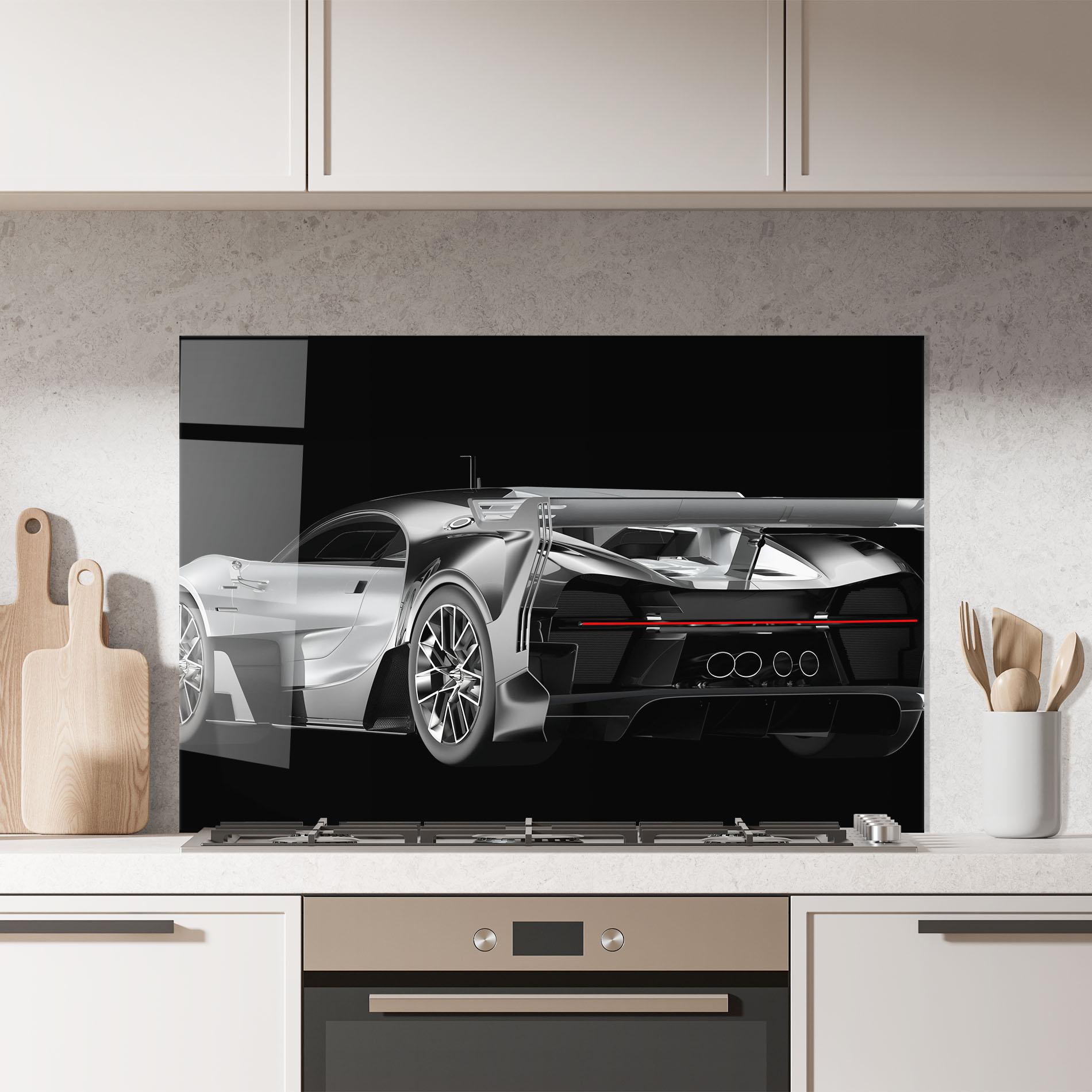 Küchenrückwand Glas Black Rear Hypercar mockup 7