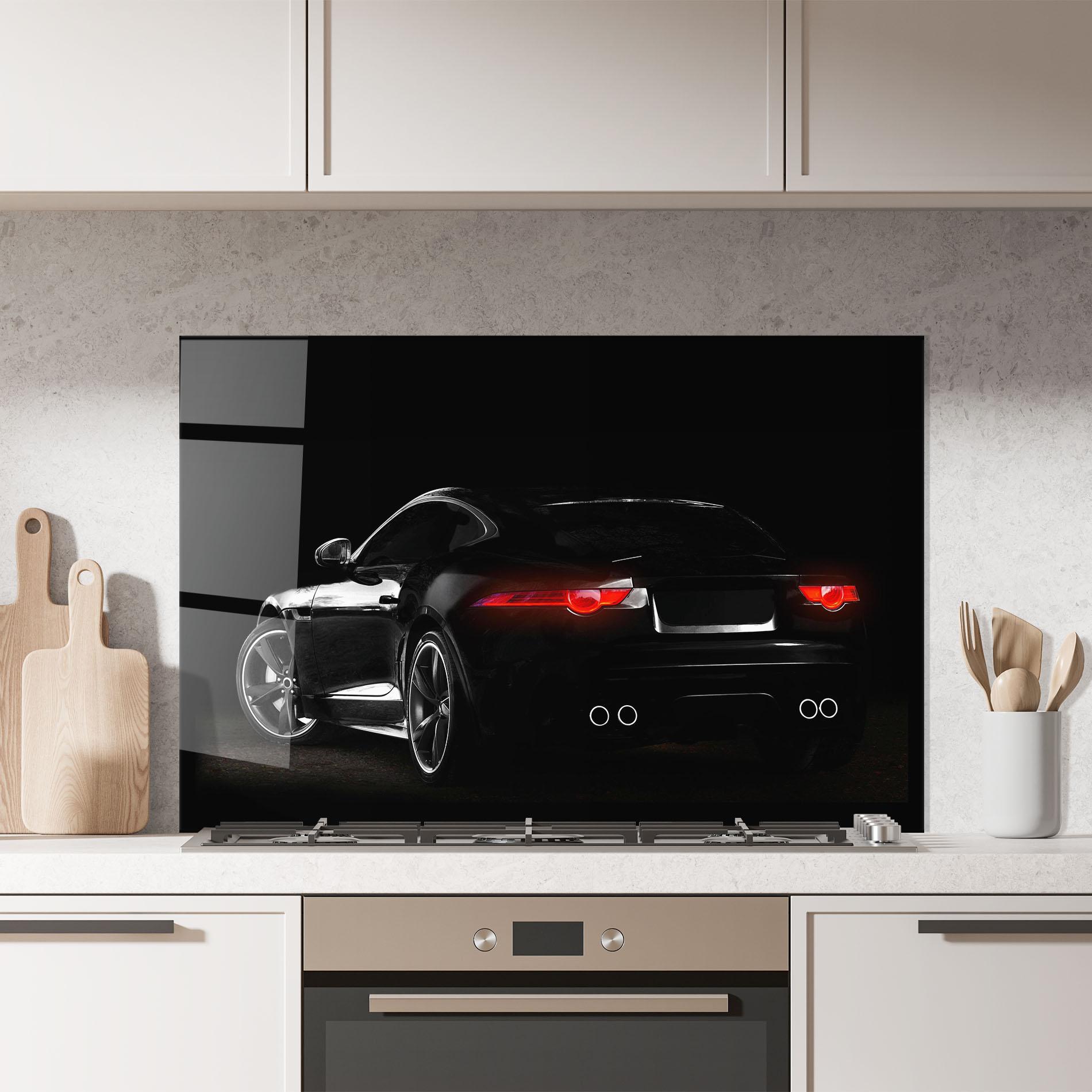 Küchenrückwand Glas Black Silhouette Car mockup 7