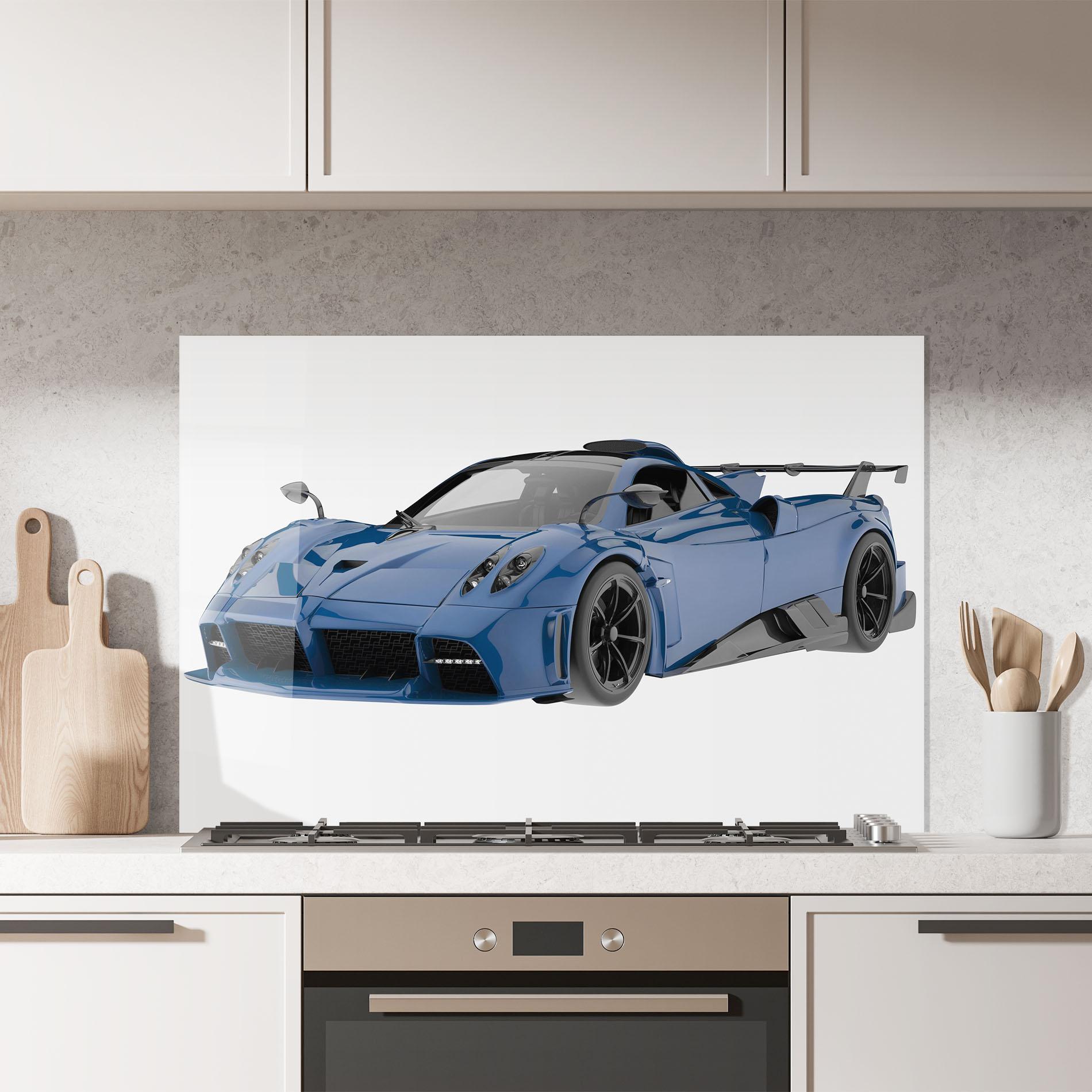 Küchenrückwand Glas Dark Blue Pagani mockup 7