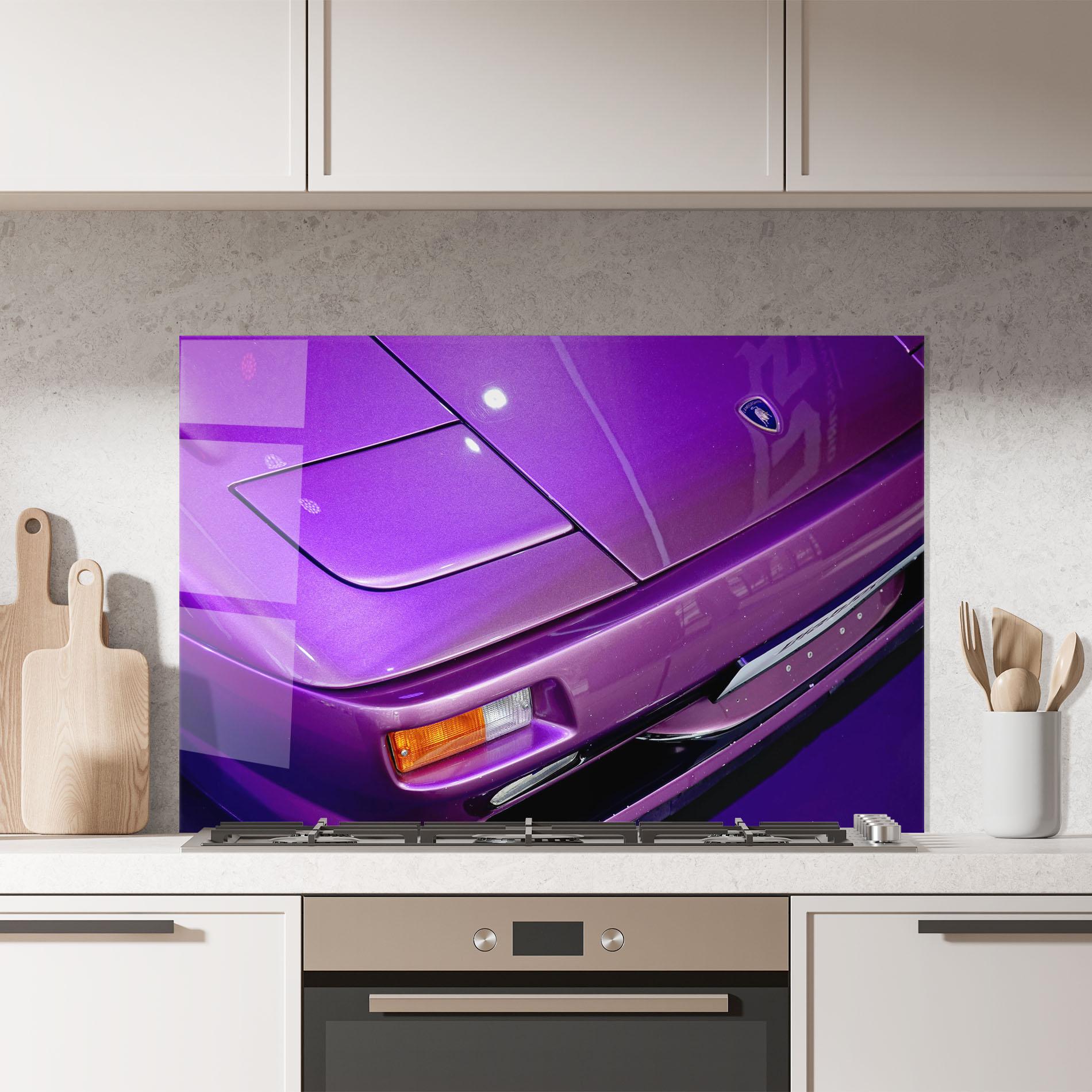 Küchenrückwand Glas Purple Lambo Headlight mockup 7