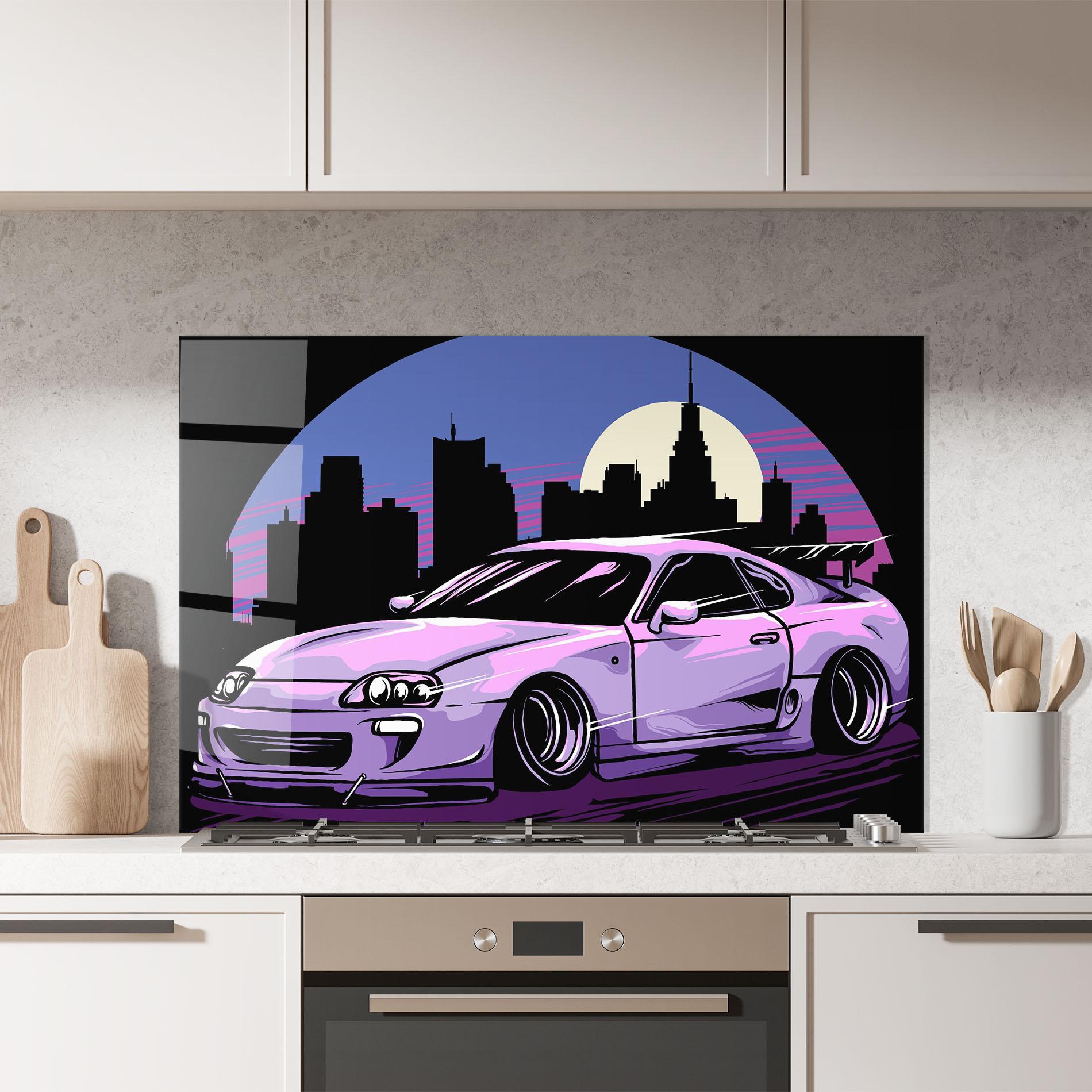 Küchenrückwand Glas Purple Supra mockup 7
