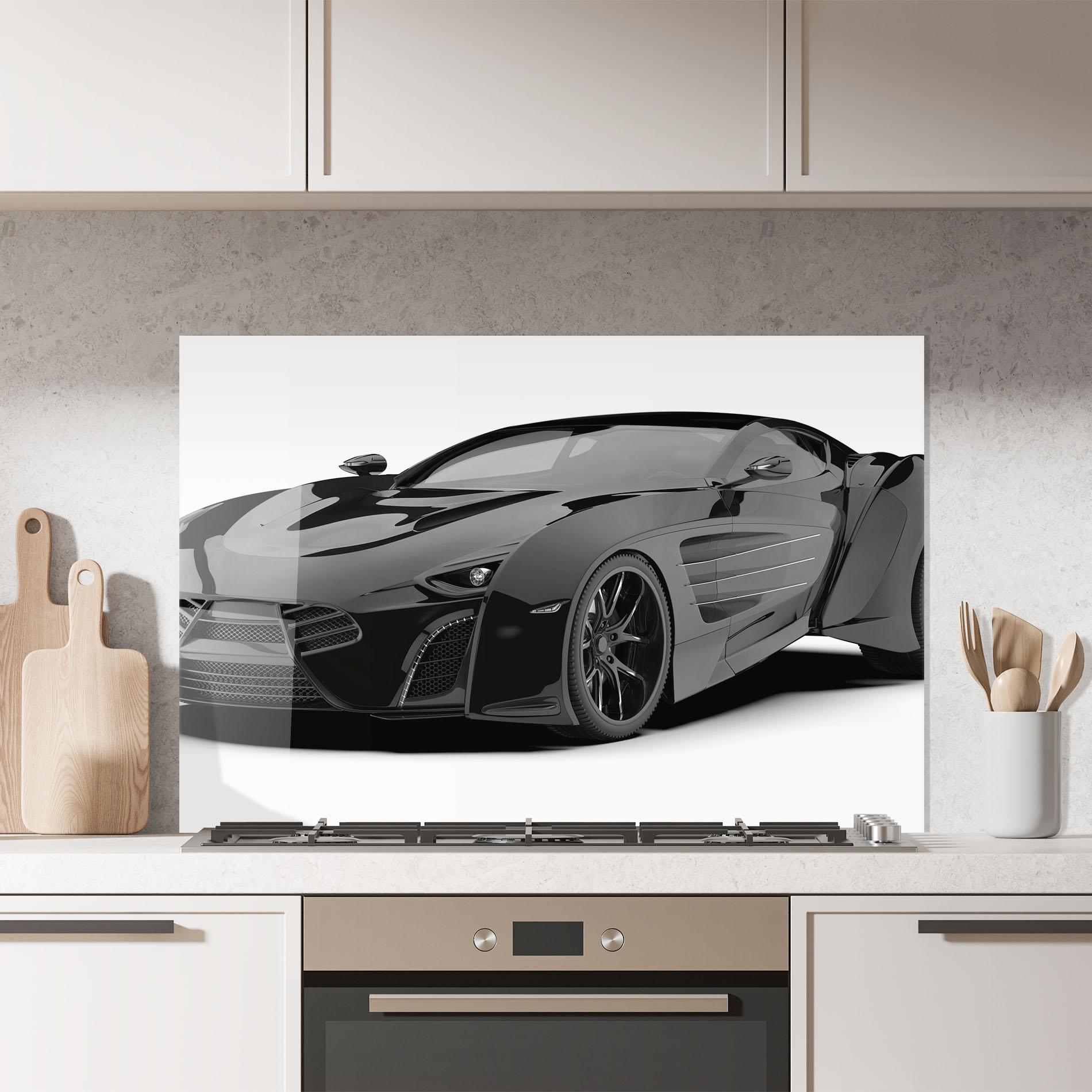 Küchenrückwand Glas Sport Black Car mockup 7