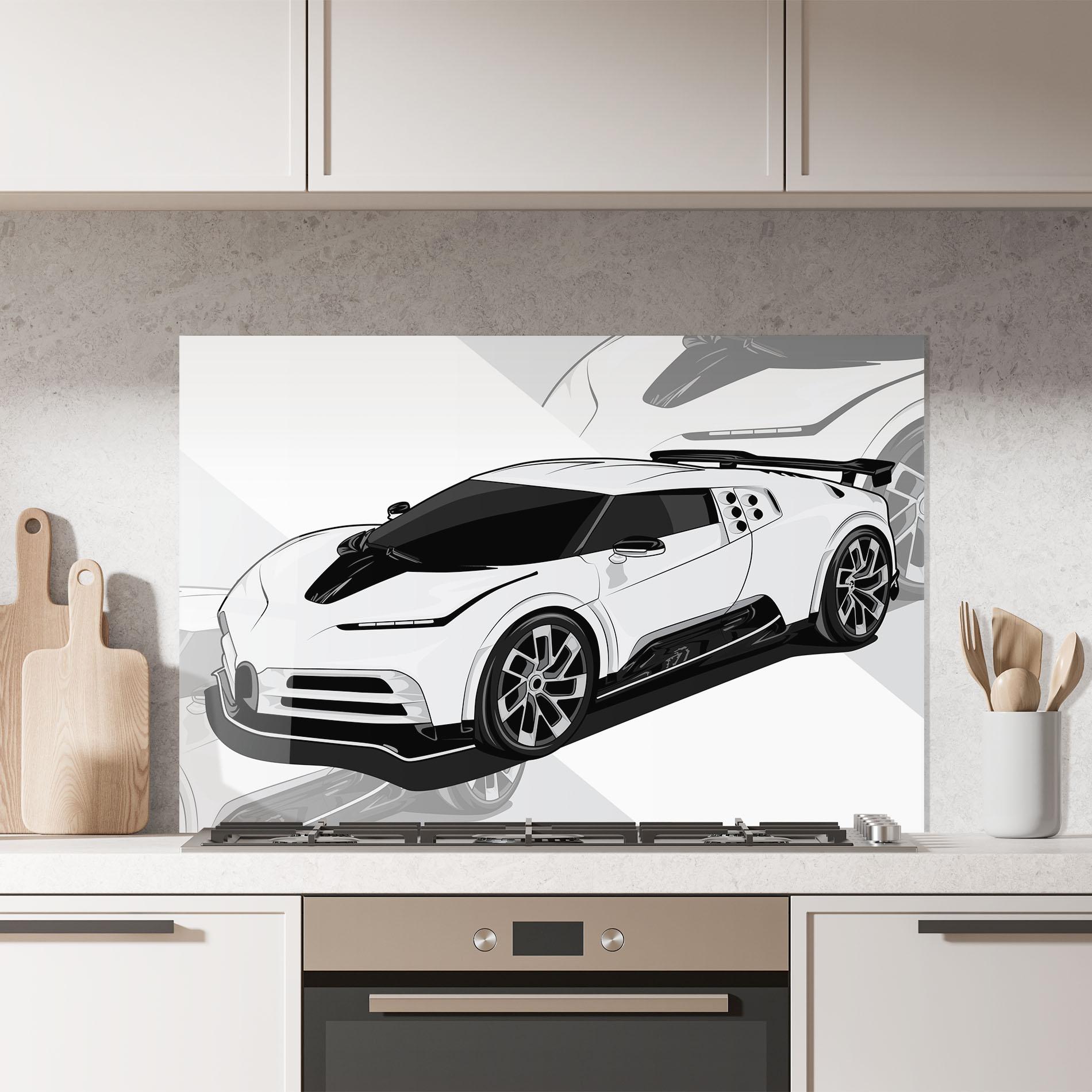 Küchenrückwand Glas Sport White Car mockup 7