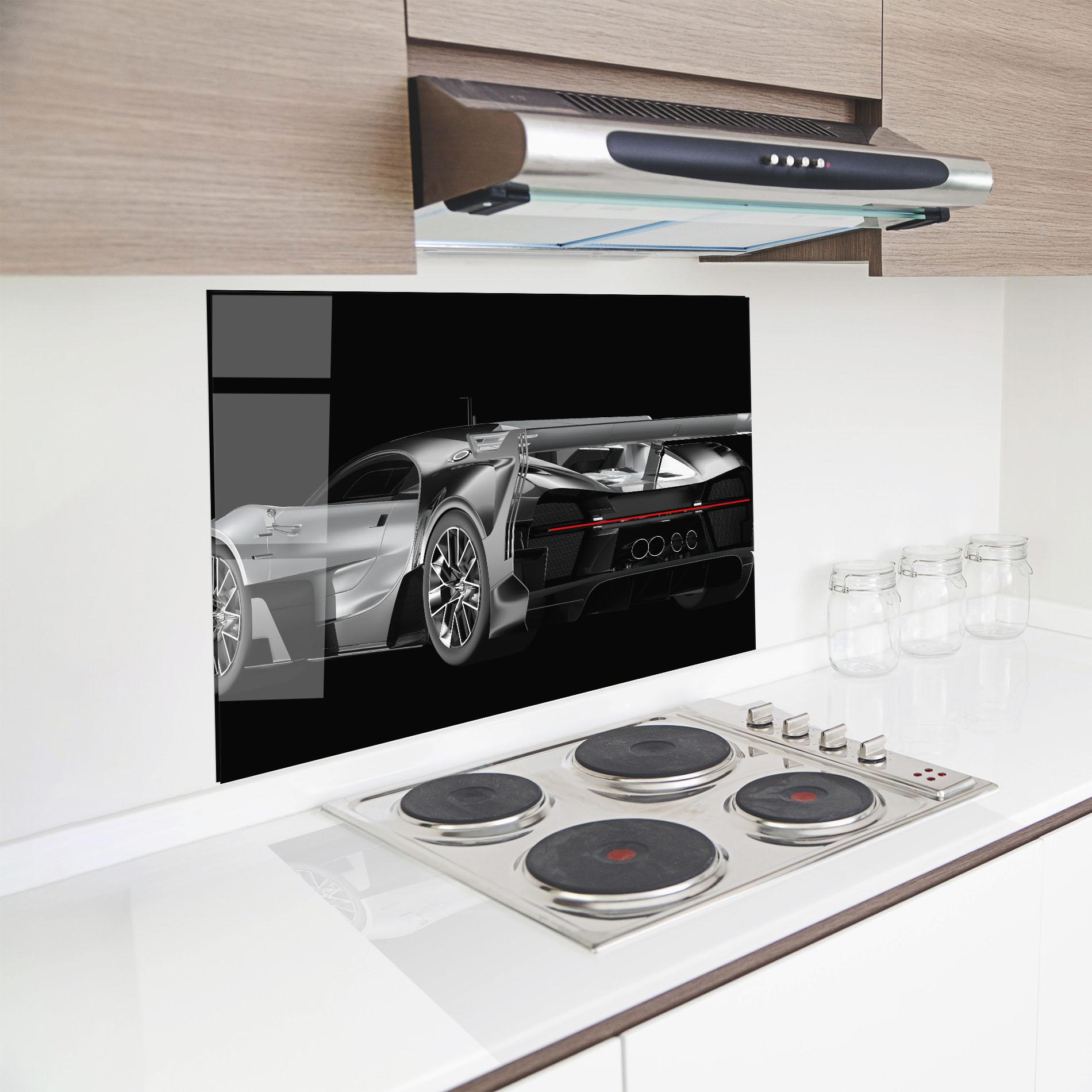 Küchenrückwand Glas Black Rear Hypercar mockup 8