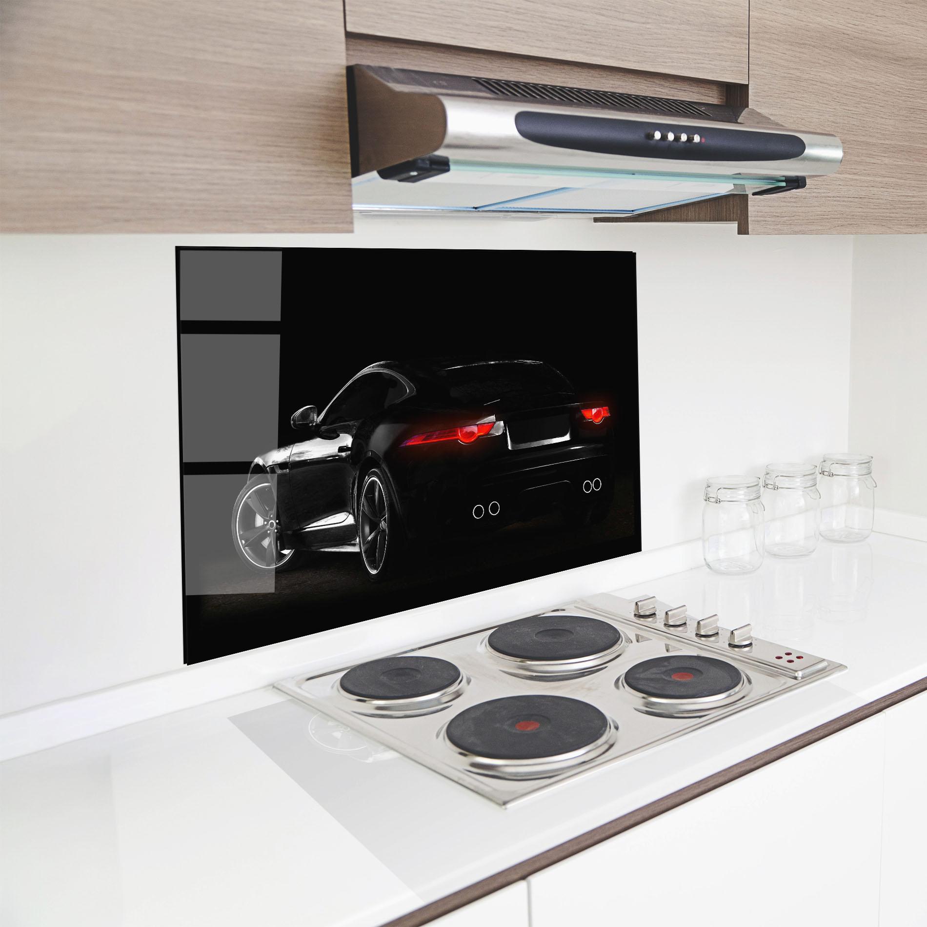 Küchenrückwand Glas Black Silhouette Car mockup 8