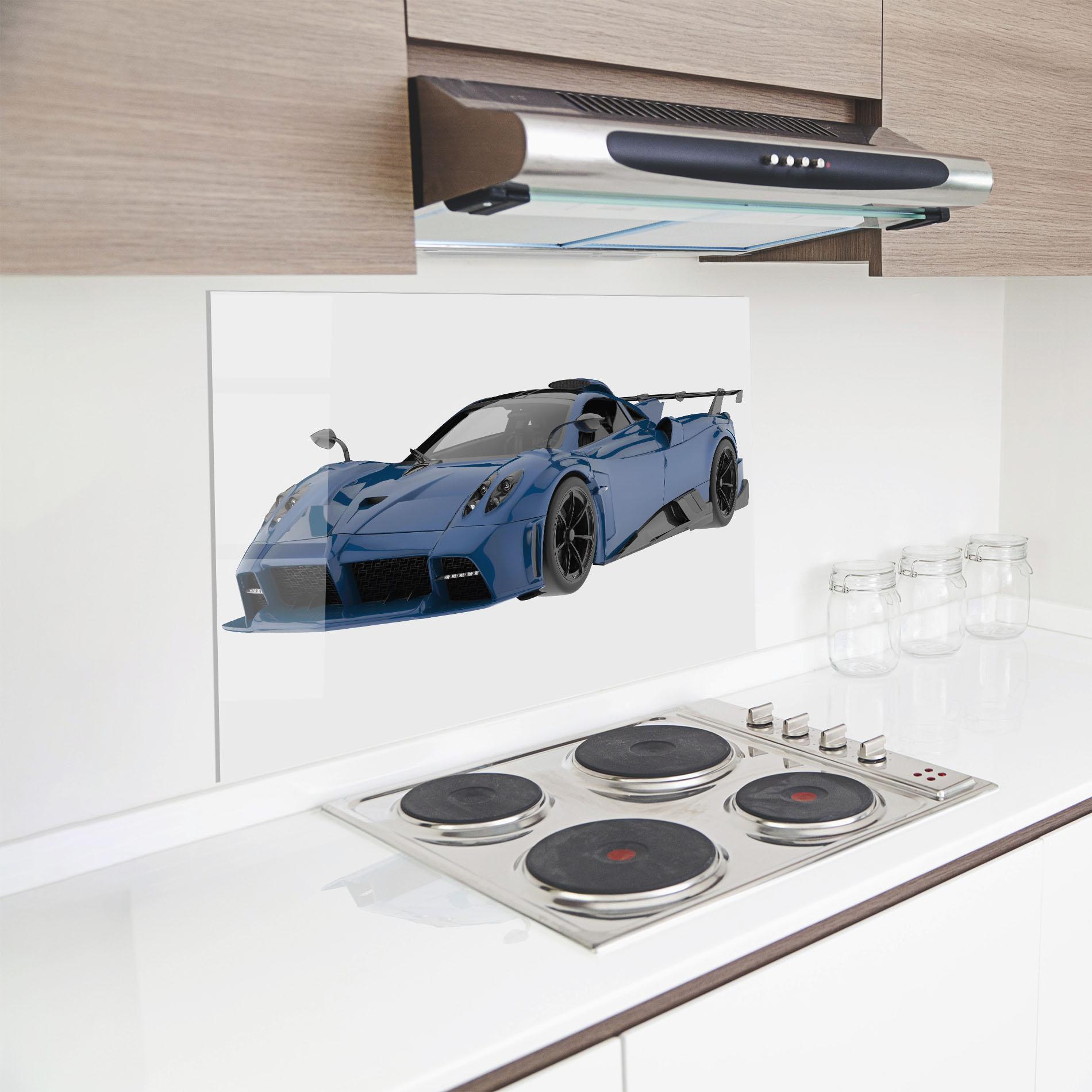 Küchenrückwand Glas Dark Blue Pagani mockup 8