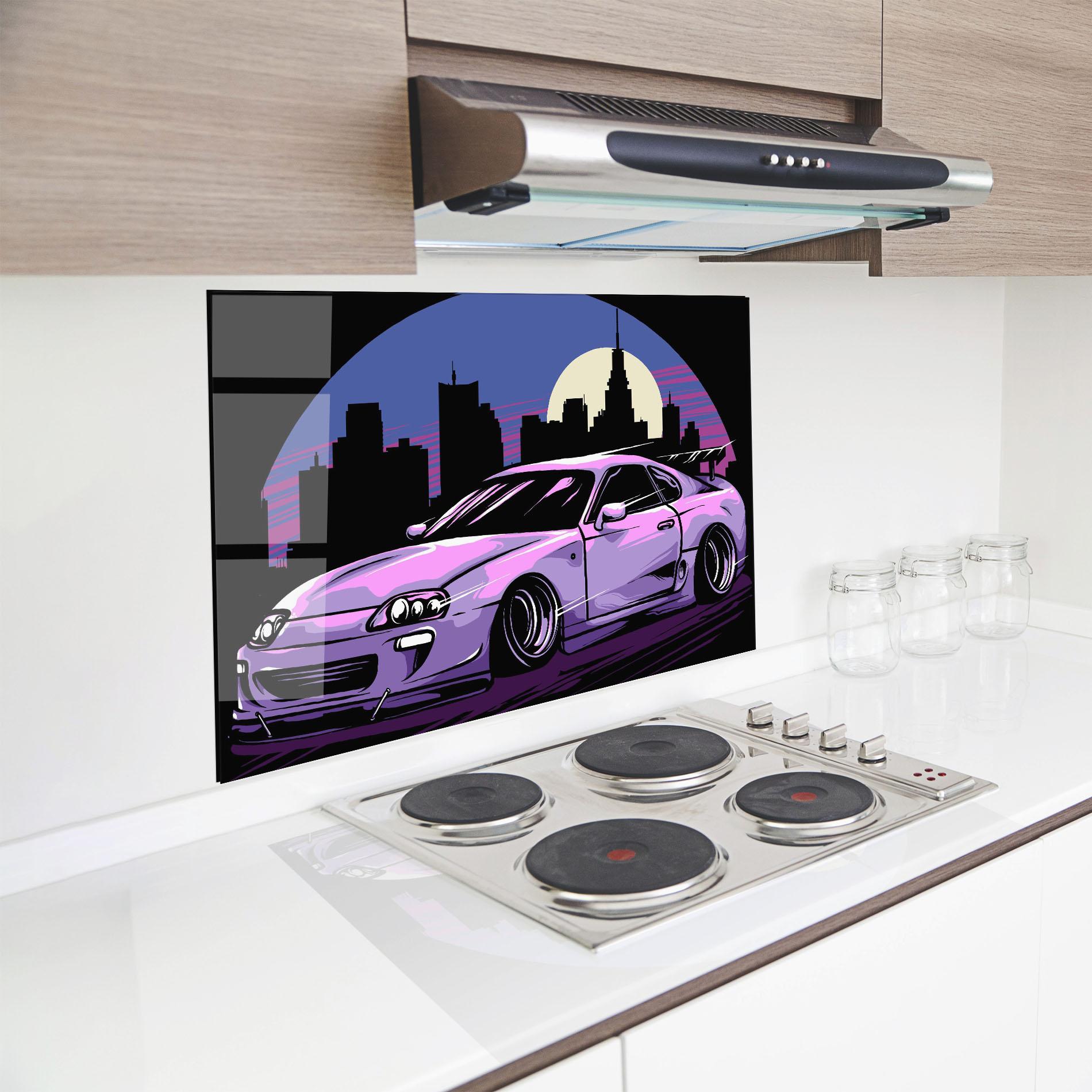 Küchenrückwand Glas Purple Supra mockup 8