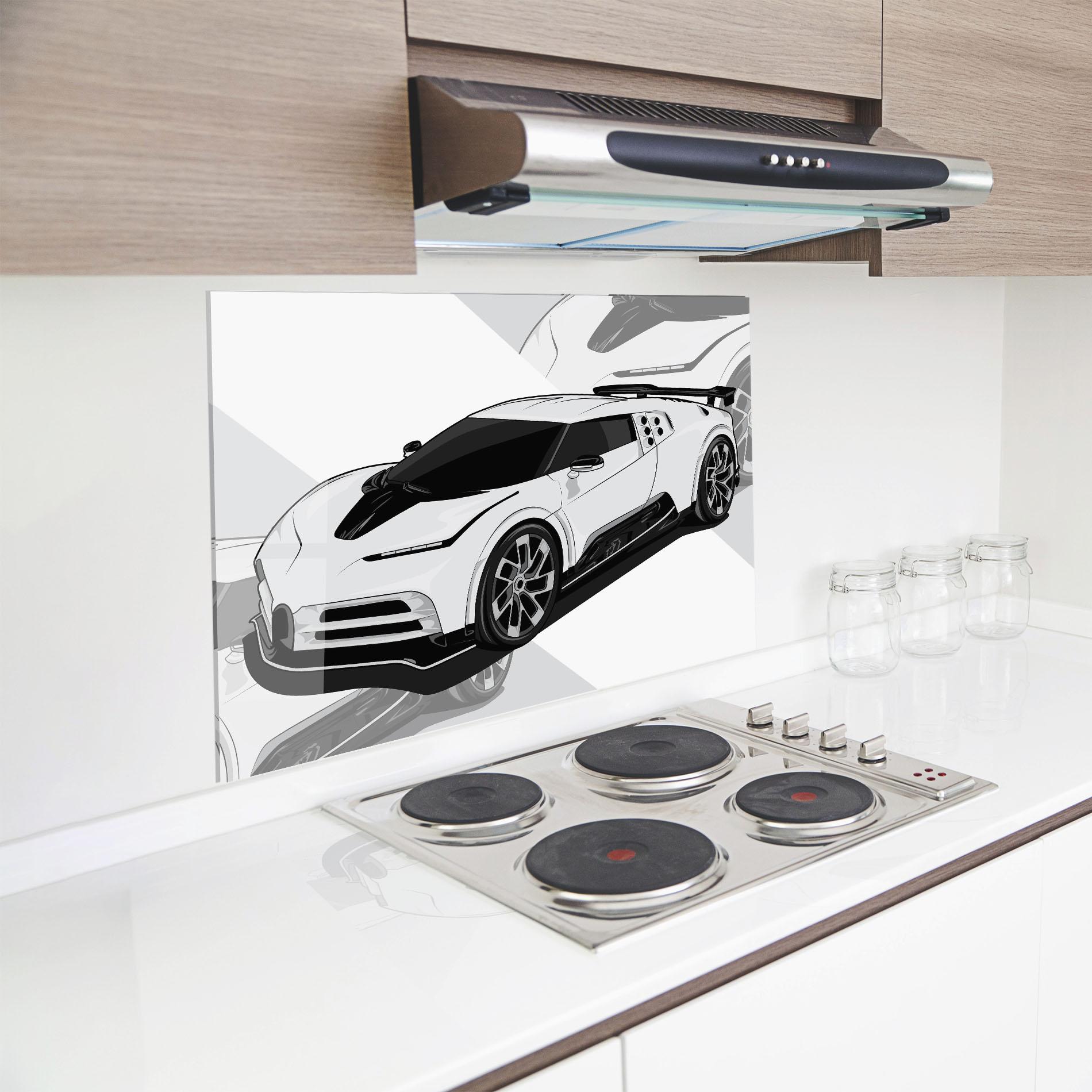 Küchenrückwand Glas Sport White Car mockup 8