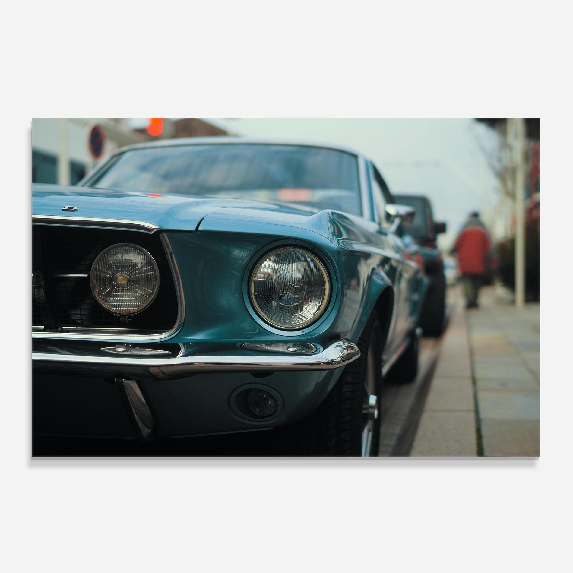 Küchenrückwand Glas Closeup Blue Car mockup 0