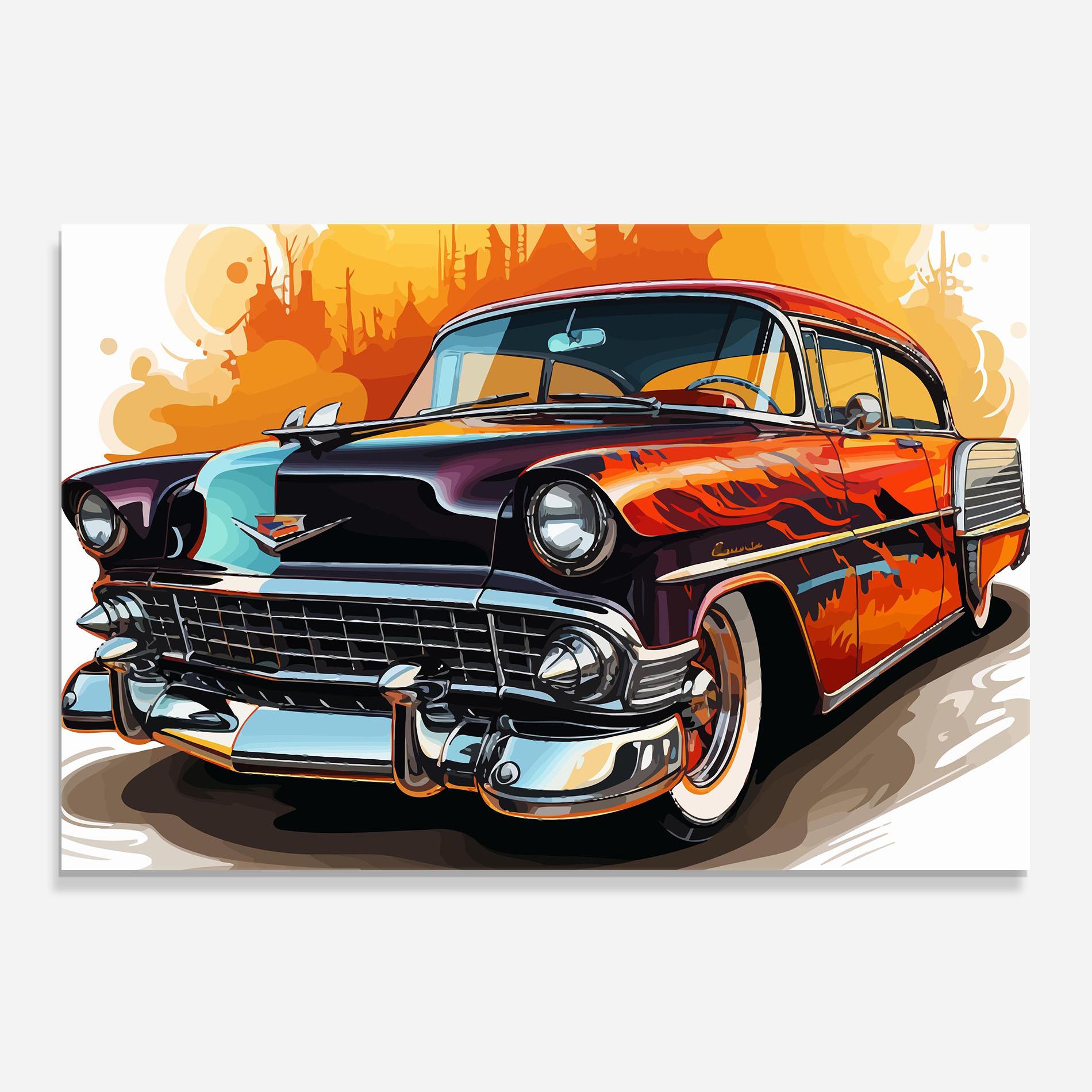 Küchenrückwand Glas Cool Vintage Car mockup 0